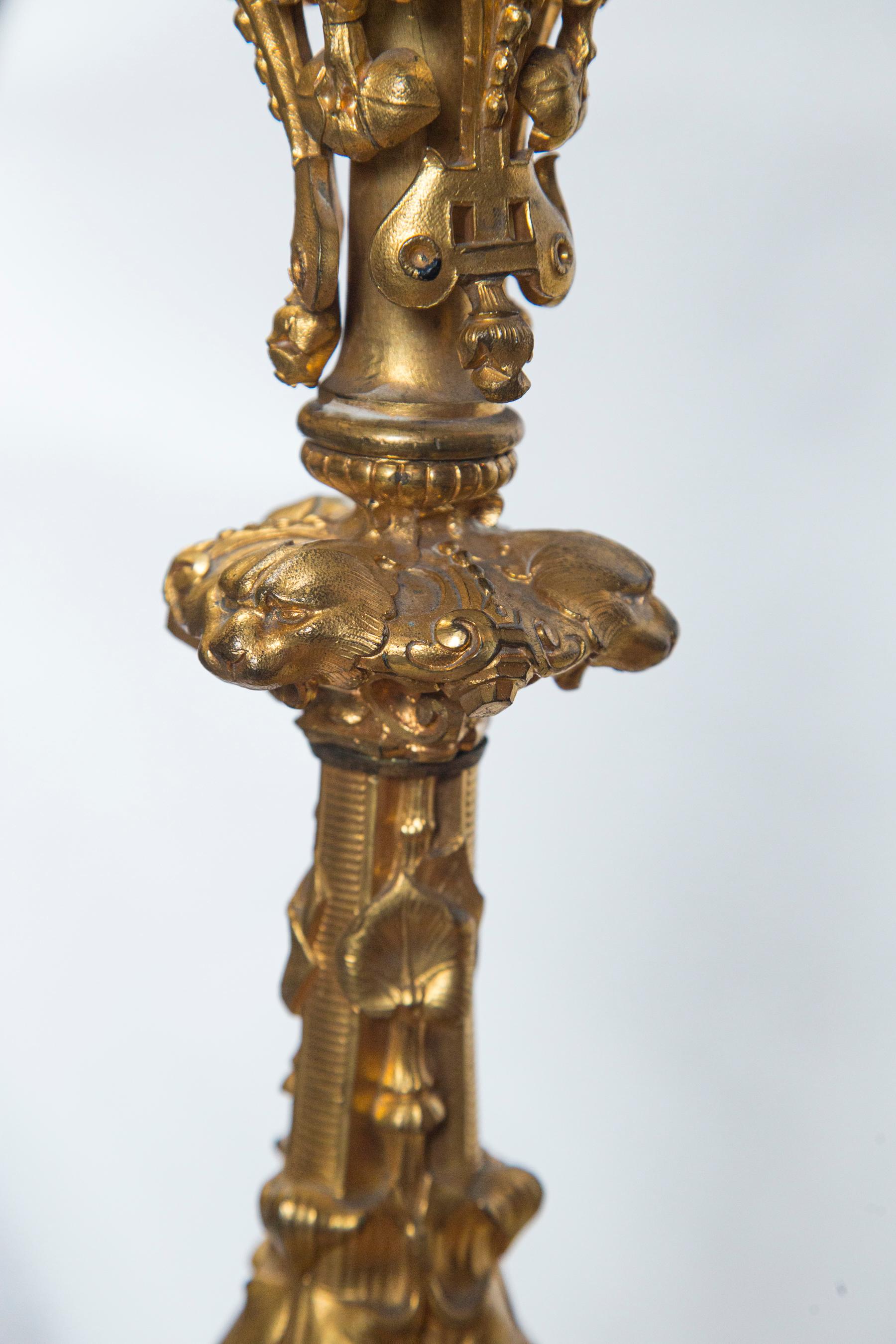 Antique Pair of Gilt Bronze 10-Arm Candelabra 3