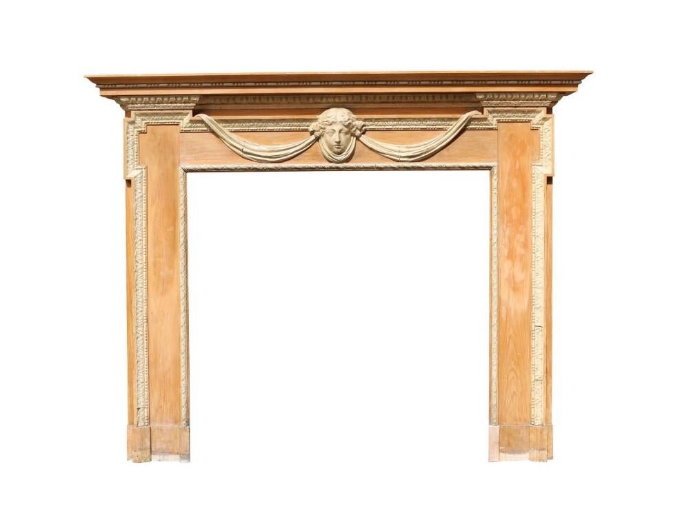 Antique Pine and Gesso Fire Mantel 1