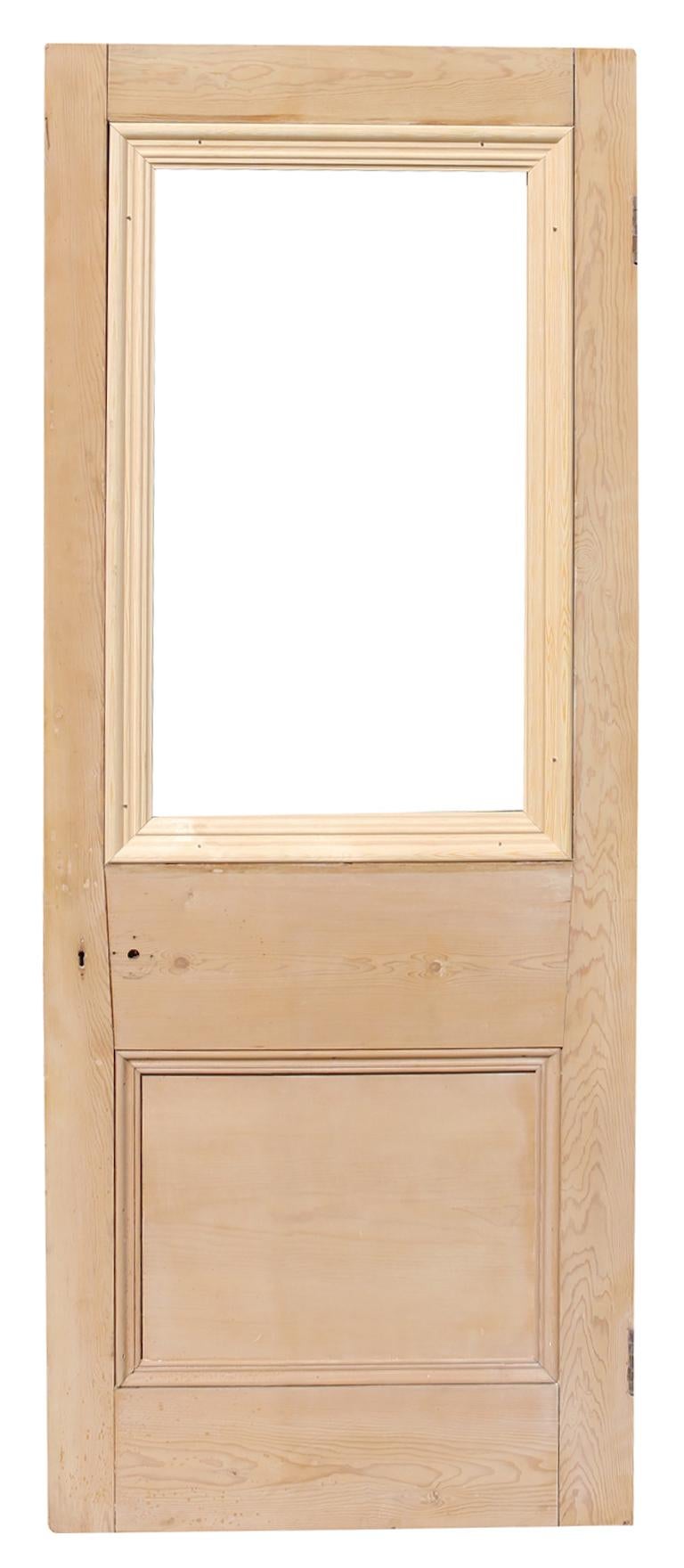 19th Century Antique Pine Front Door for Glazing For Sale
