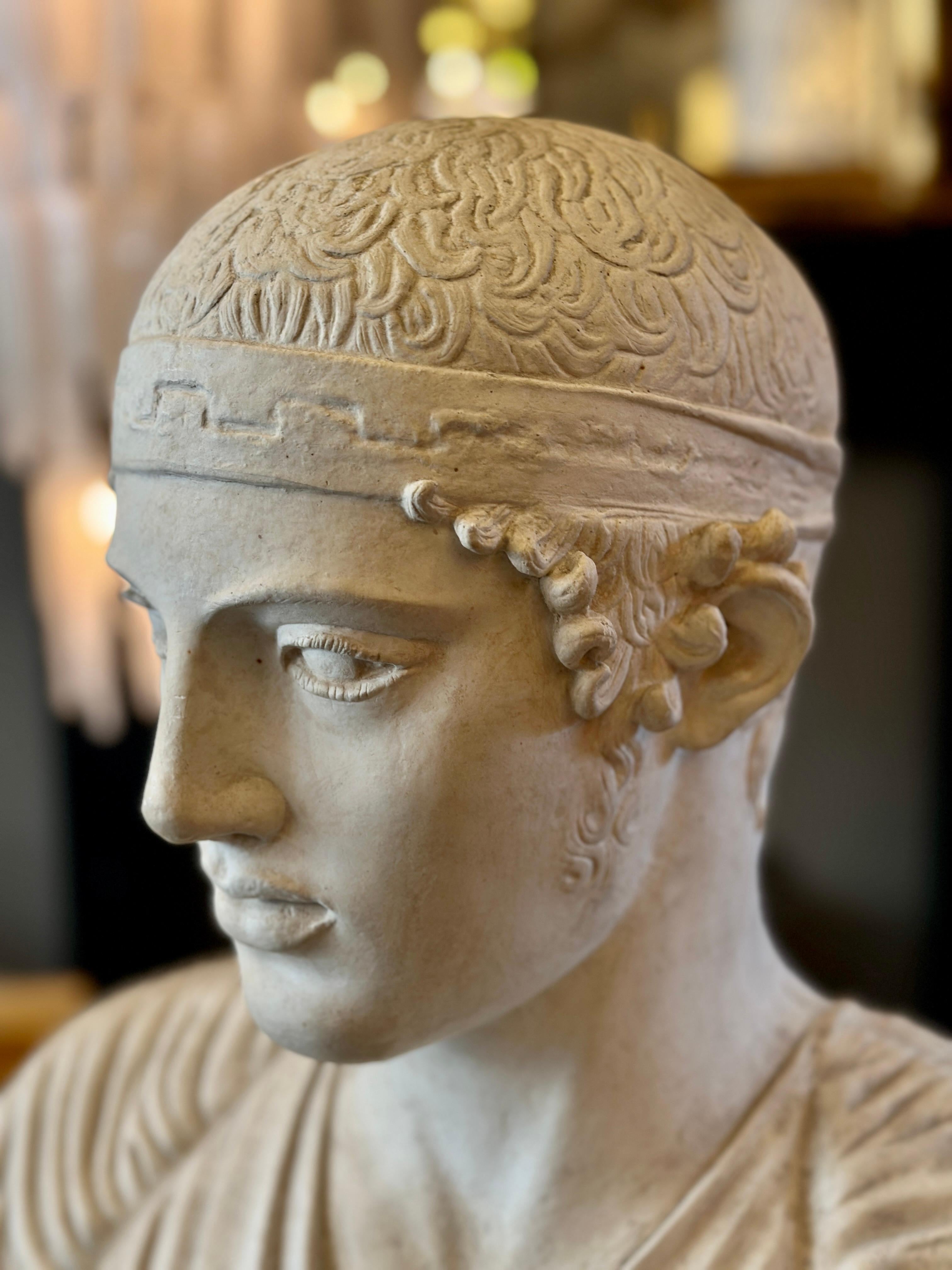 An Antique Plaster Bust Of The Charioteer Of Delphi For Sale at 1stDibs