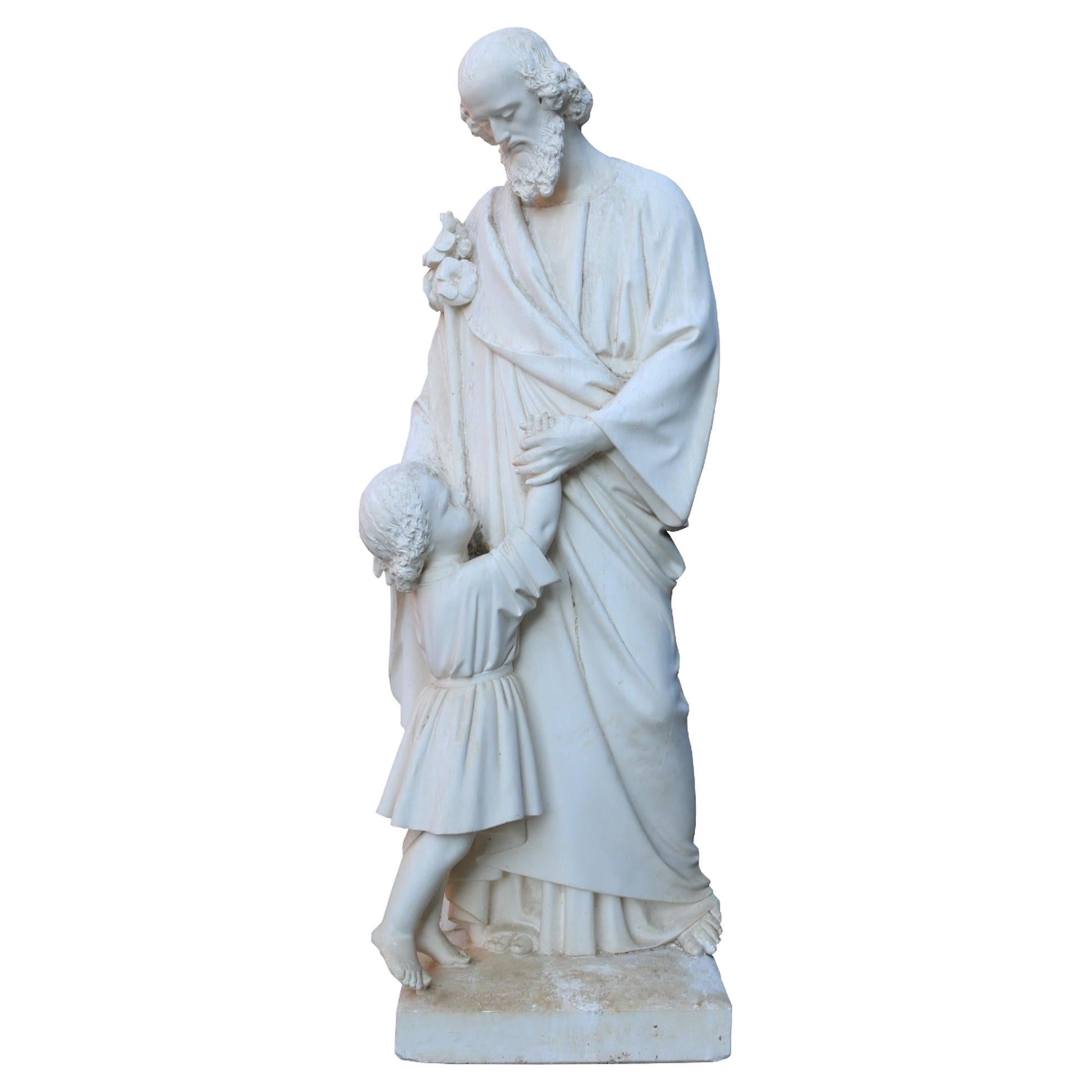 An Antique Plaster Sculpture or Statue of St. Joseph For Sale at 1stDibs