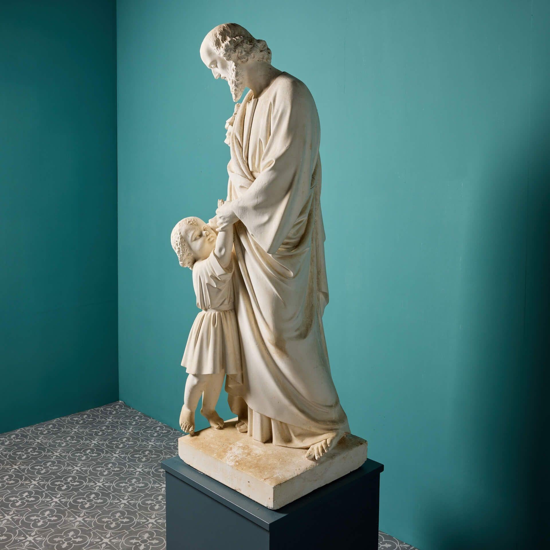 Anglais Statue religieuse ancienne en plâtre en vente