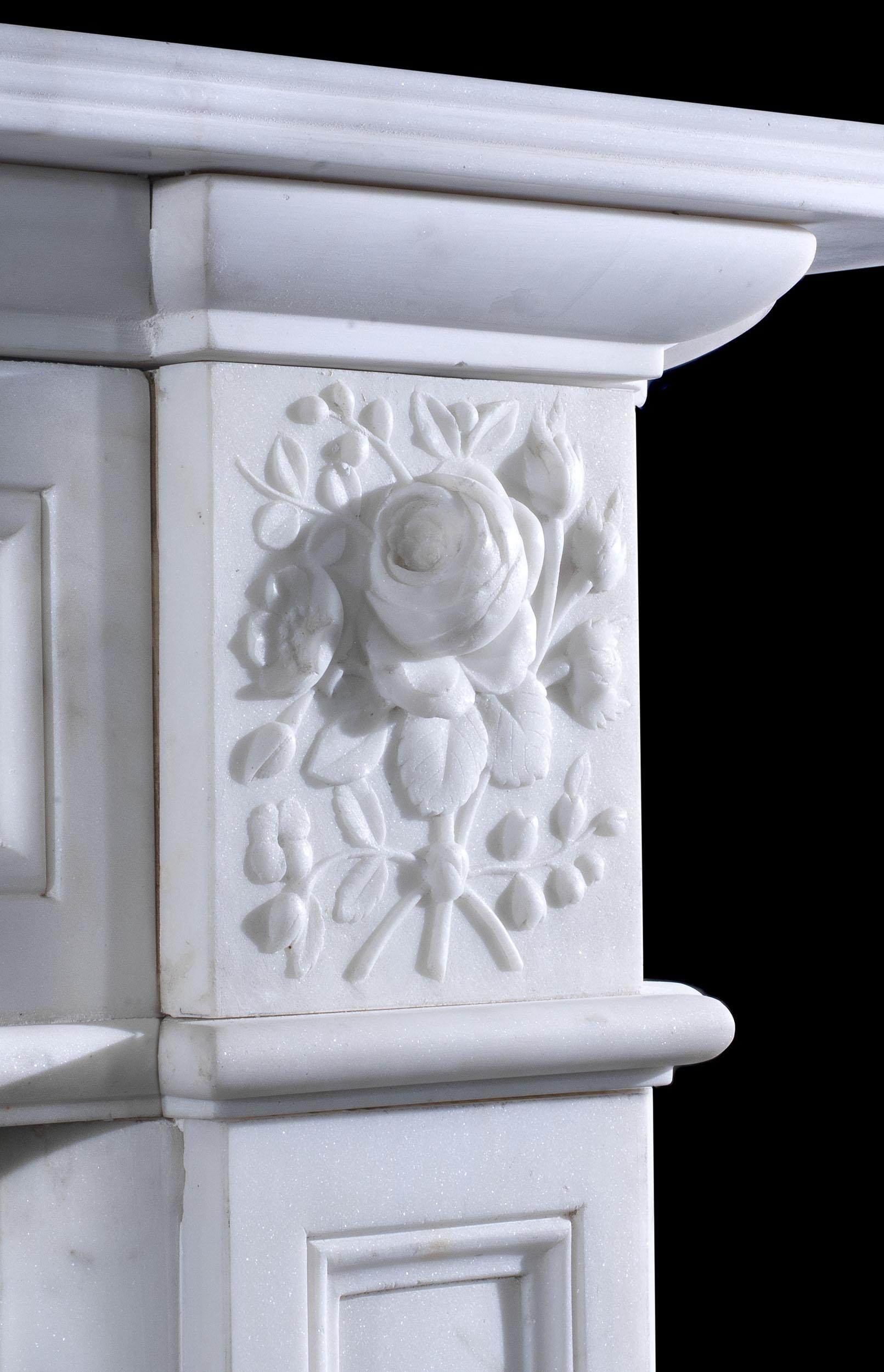 Antique Regency Floral White Marble Fireplace 1