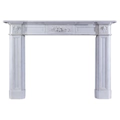 Antique Regency Floral White Marble Fireplace