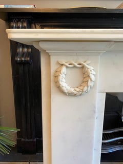 Antique Regency Statuary White Marble Fireplace Mantel
