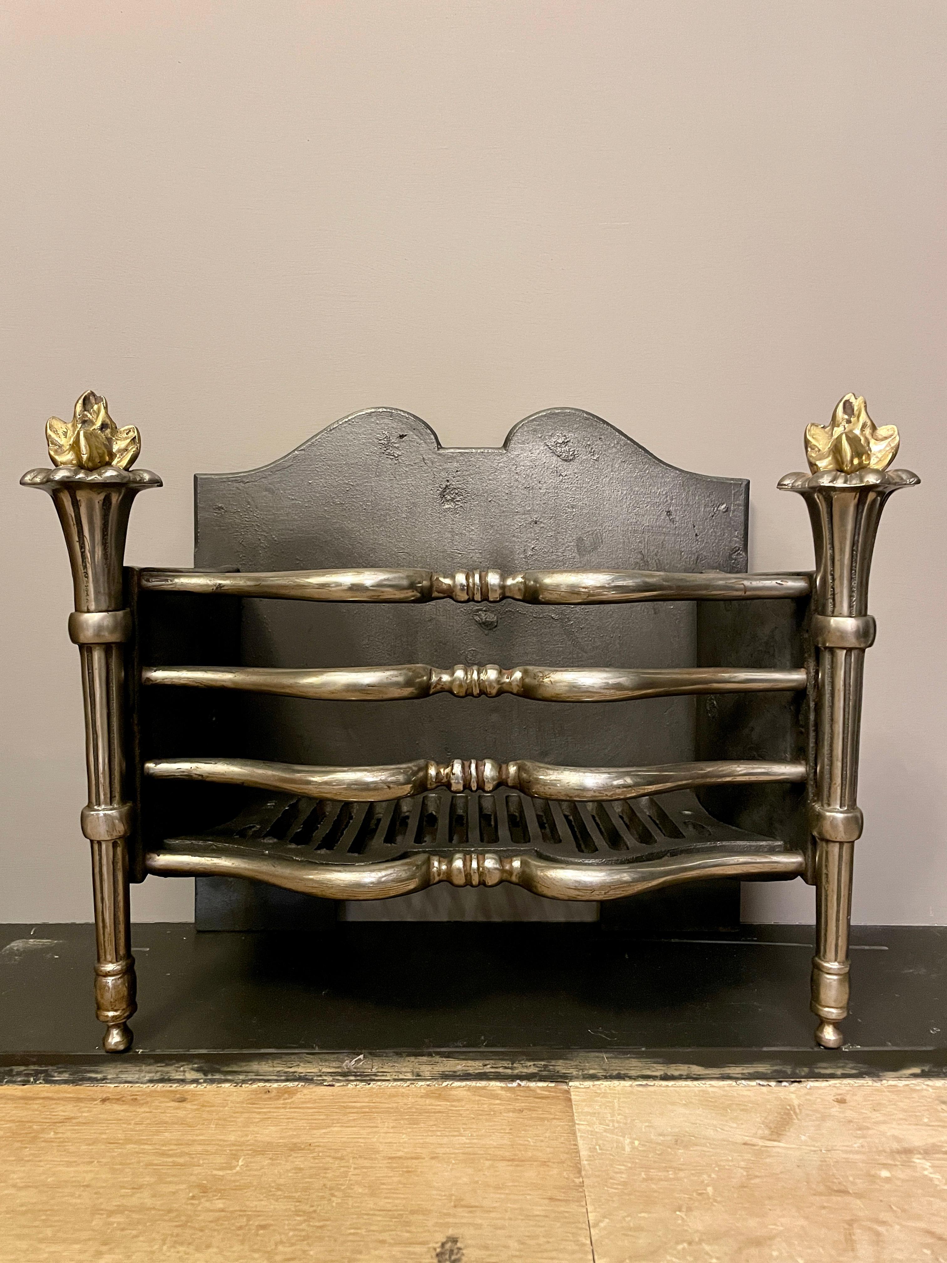 Brass An Antique Regency Style Fire Grate For Sale