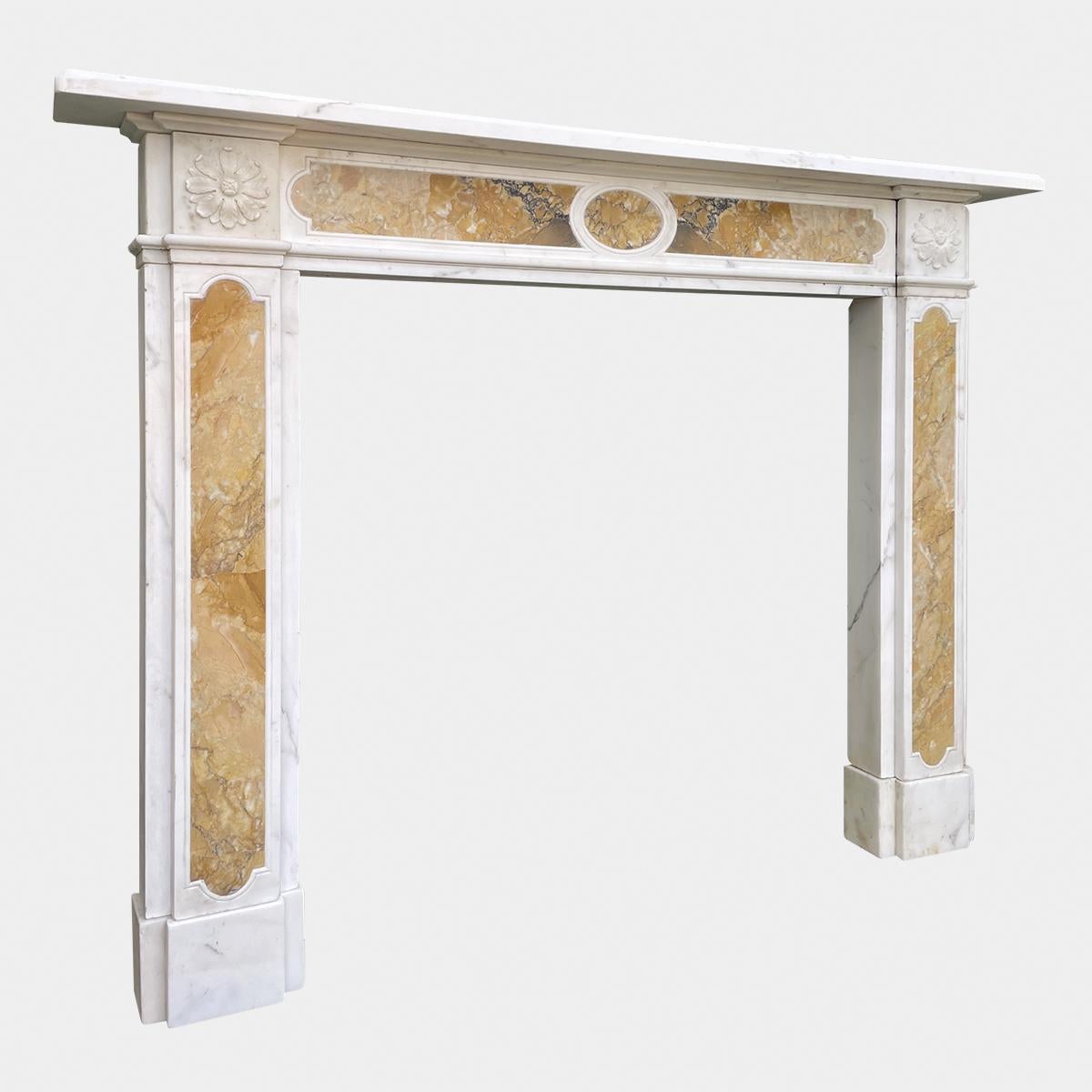 Antique Regency Style Statuary and Siena Marble Fireplace Mantel In Good Condition For Sale In London, GB