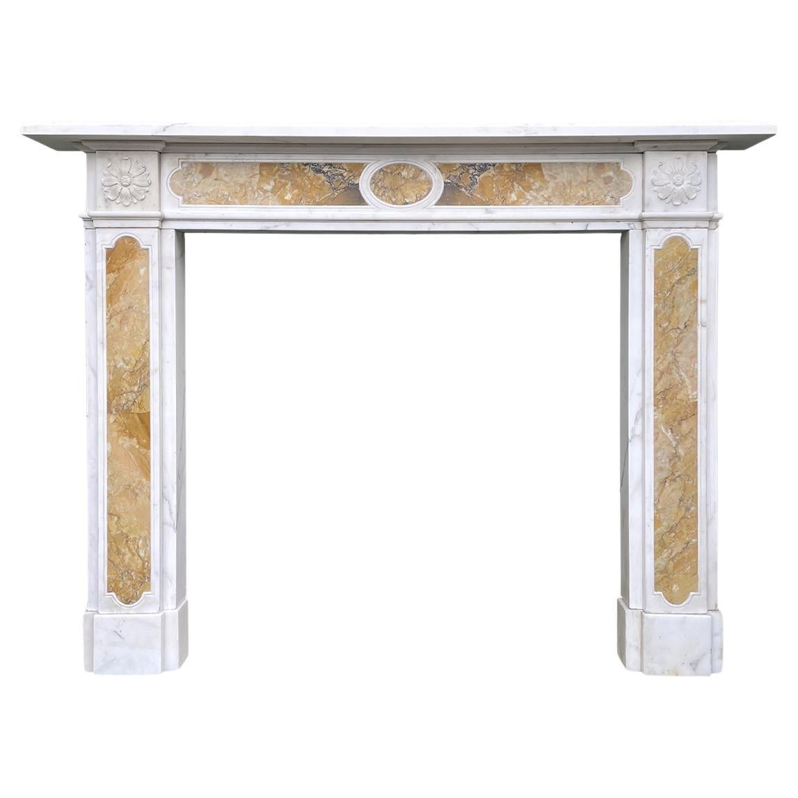 Antique Regency Style Statuary and Siena Marble Fireplace Mantel For Sale