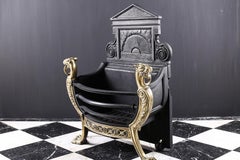 Antique Rococo Style Iron & Brass Fire Grate Circa 1870
