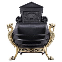 Antique Rococo Style Iron & Brass Fire Grate Circa 1870