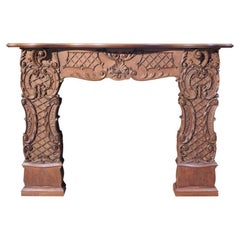 Antique Rococo Style Mahogany Fire Mantel