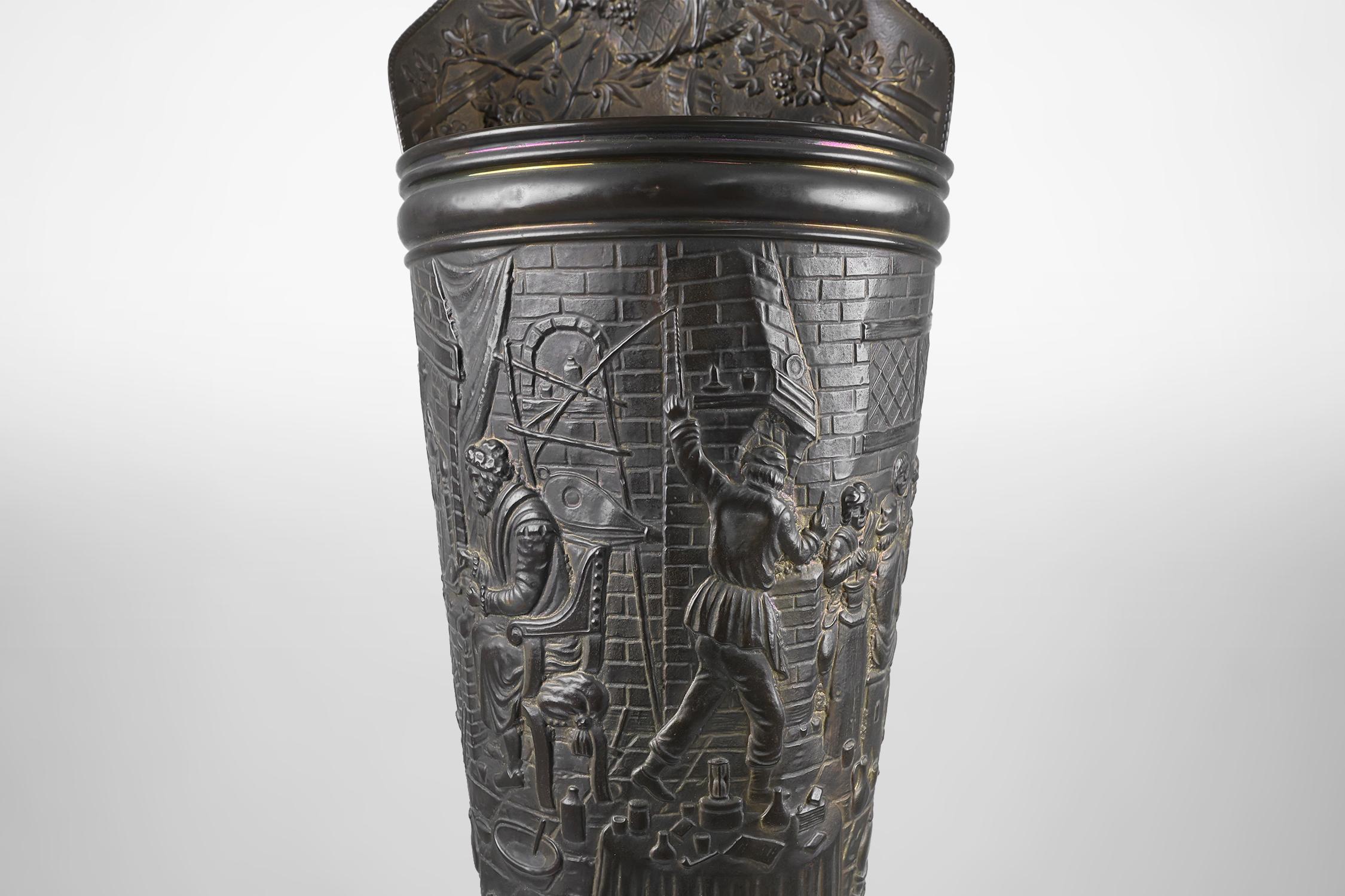 Rustic An antique rustic ornate umbrella stand in copper, France 1900 For Sale