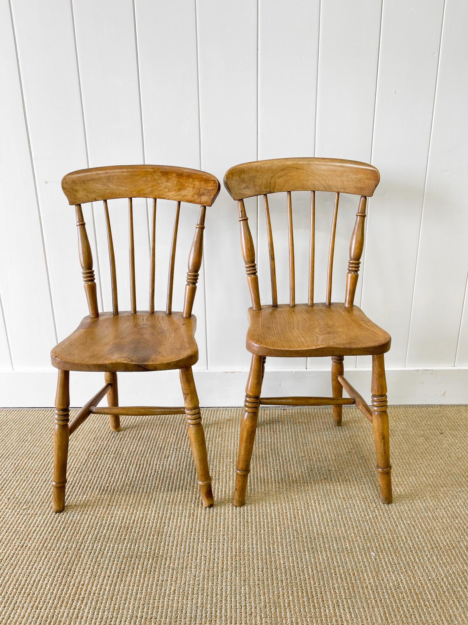 British An Antique Set of 4 Early 19th Century Stick Back Chairs For Sale