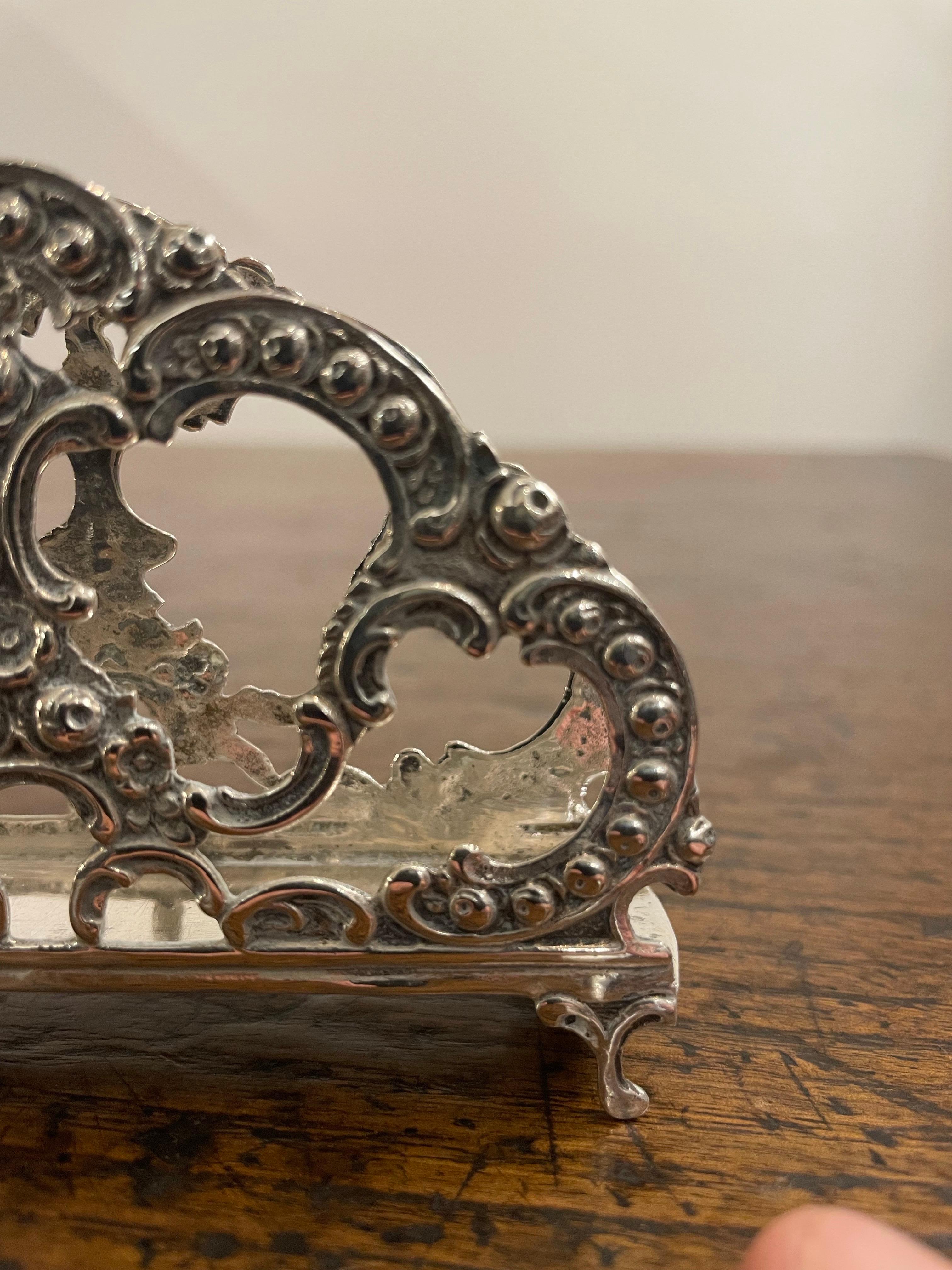 English An Antique Silver 800 Napkin Holder, 19th Century For Sale
