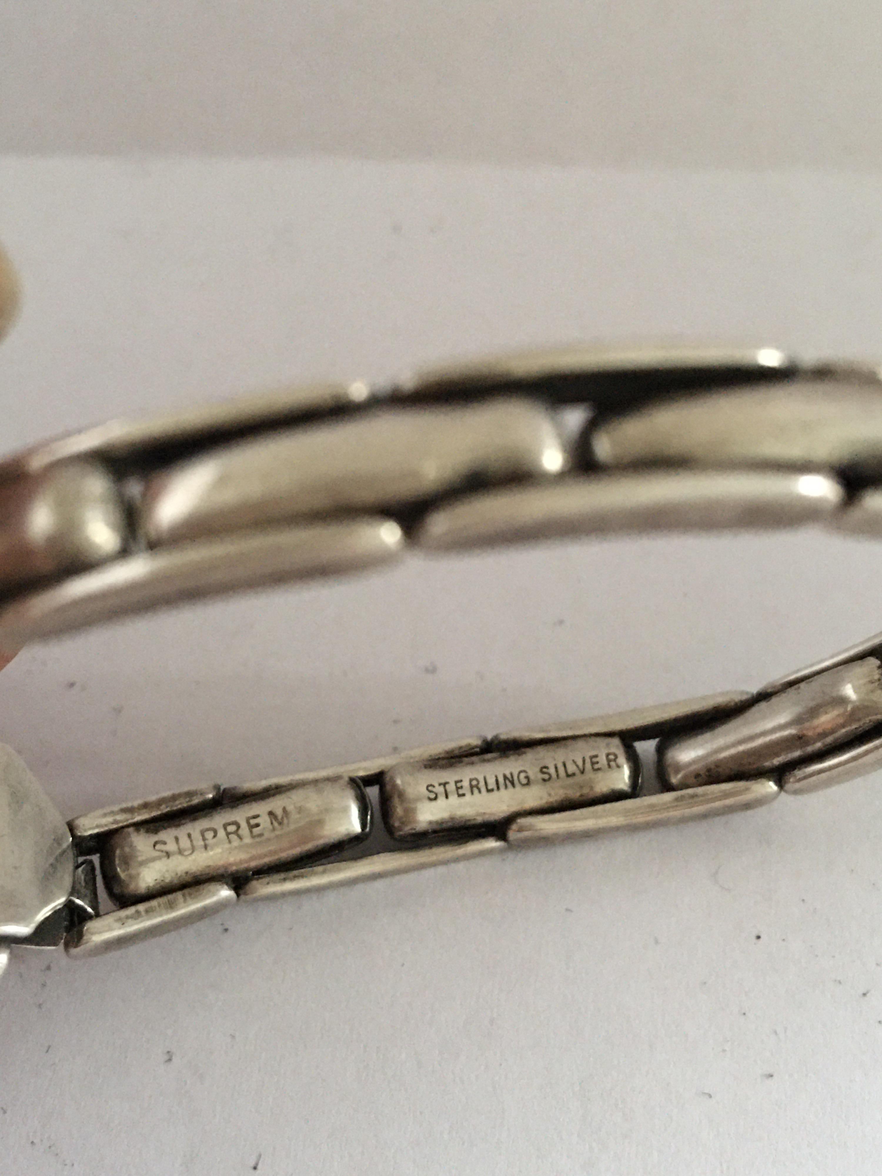 Antique Silver Ladies Trench Watch with Flexible Silver Band For Sale 8