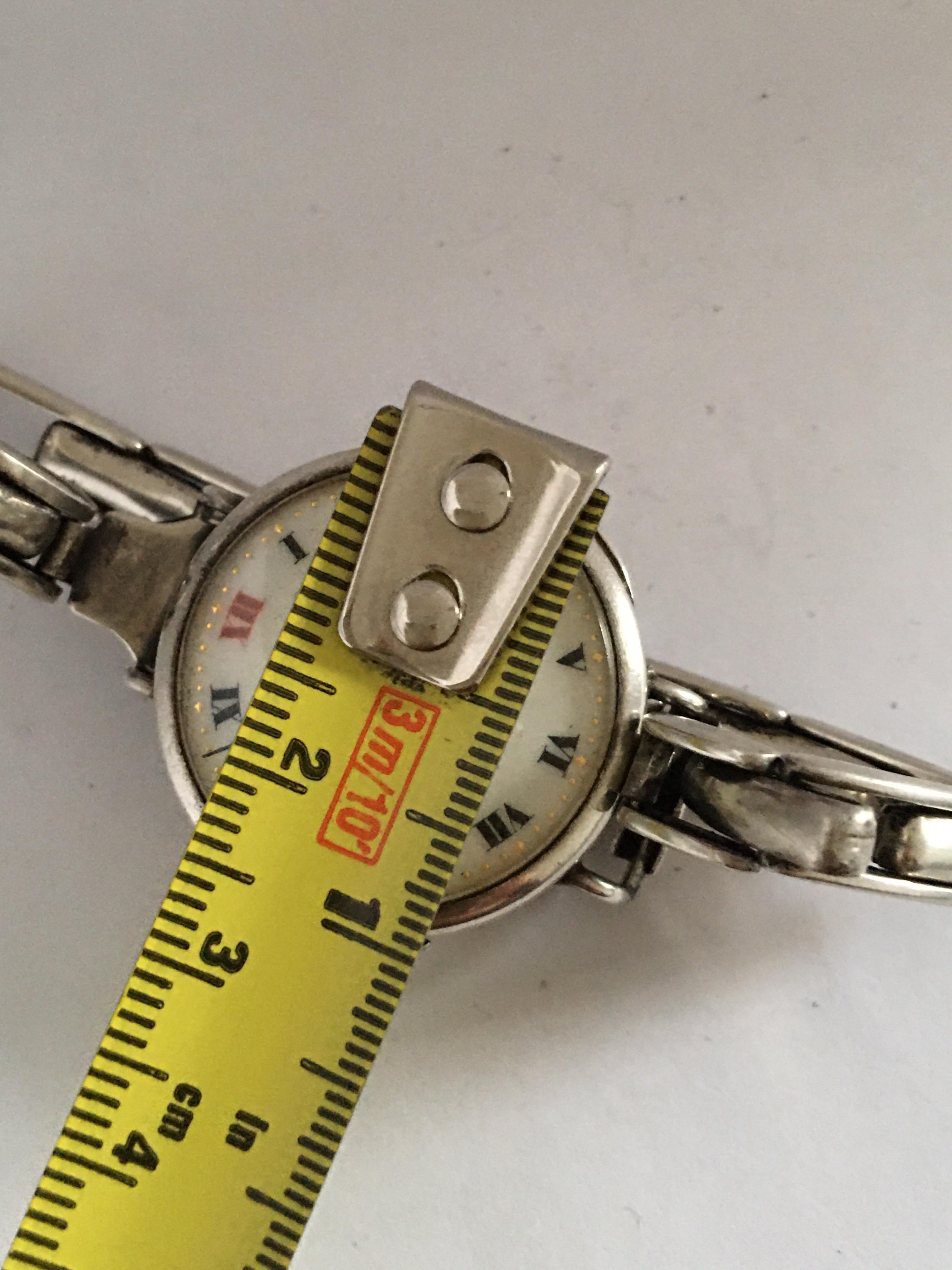 Antique Silver Ladies Trench Watch with Flexible Silver Band For Sale 9