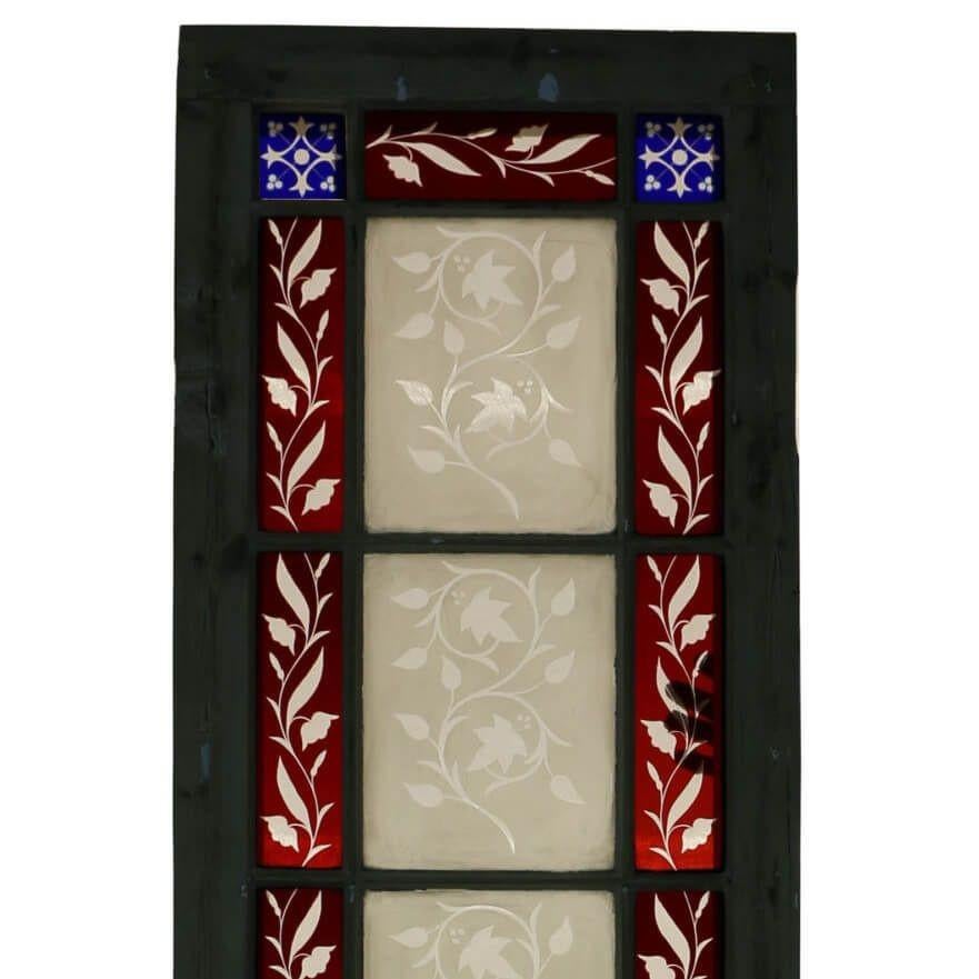 Edwardian Antique Stained and Etched Glass Window For Sale