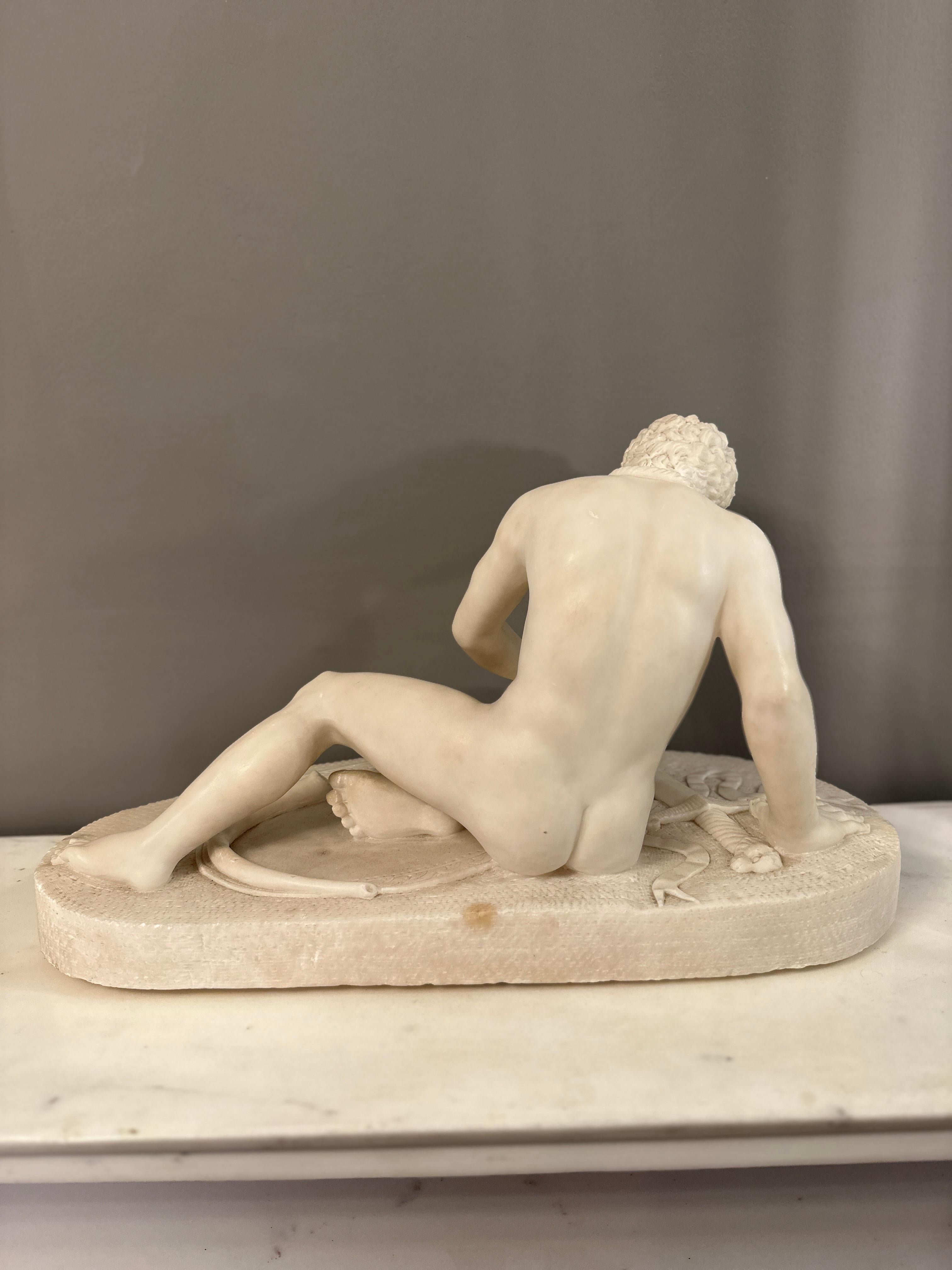 An Antique Statuary White Alabaster Sculpture Of The Dying Gaul  3