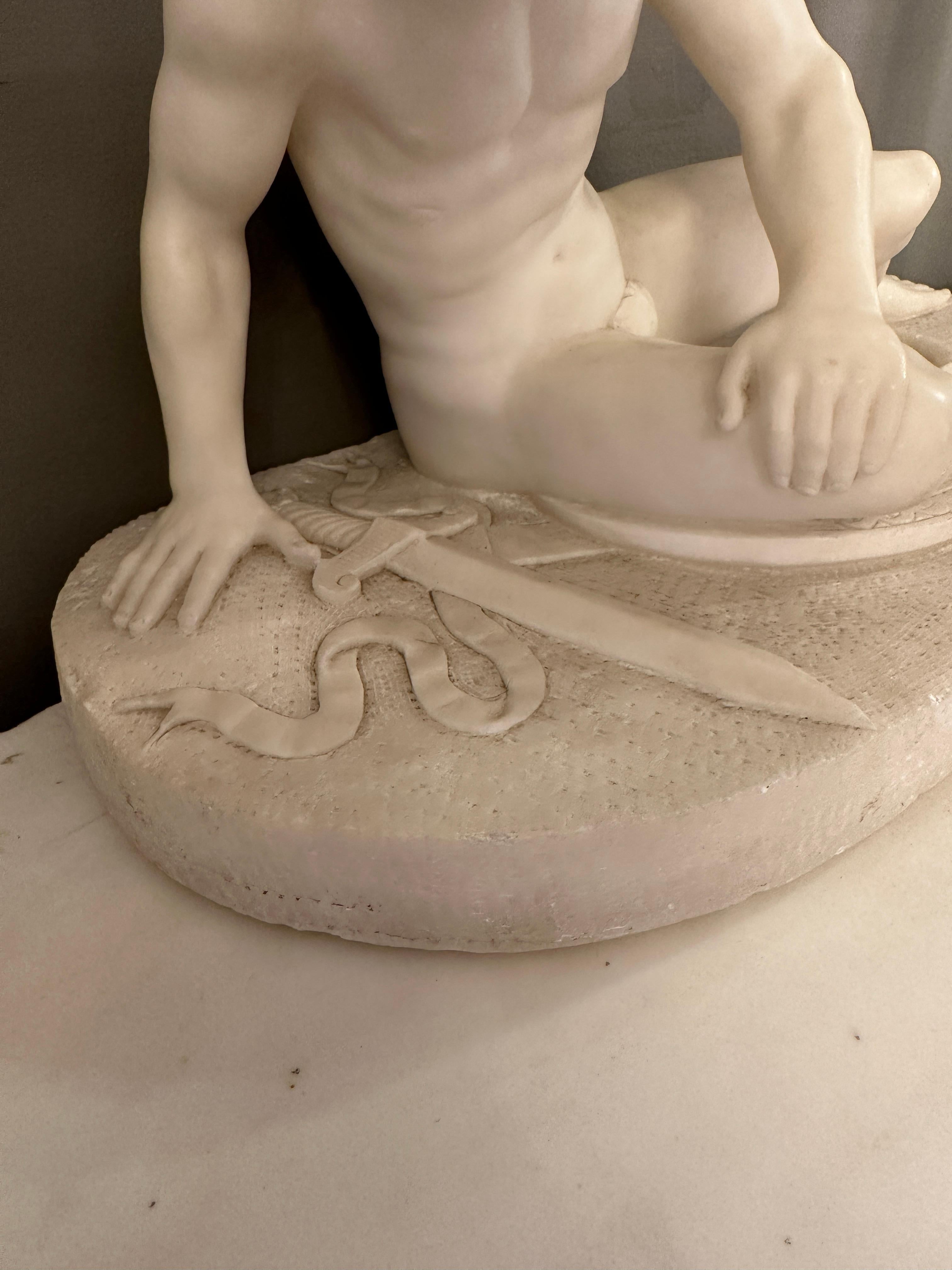 An Antique Statuary White Alabaster Sculpture Of The Dying Gaul  4