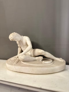 An Antique Statuary White Alabaster Sculpture Of The Dying Gaul