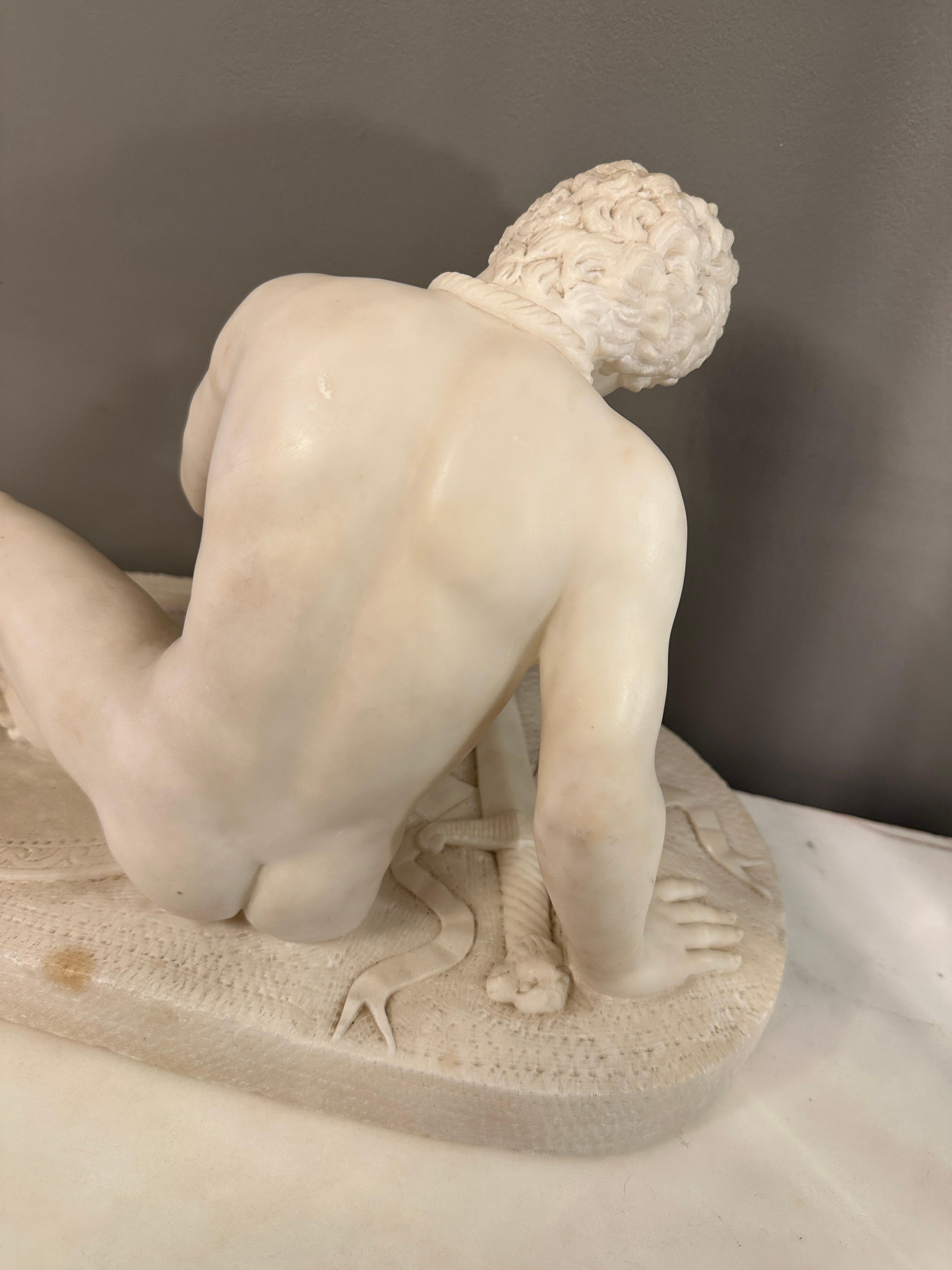 An Antique Statuary White Alabaster Sculpture Of The Dying Gaul  2