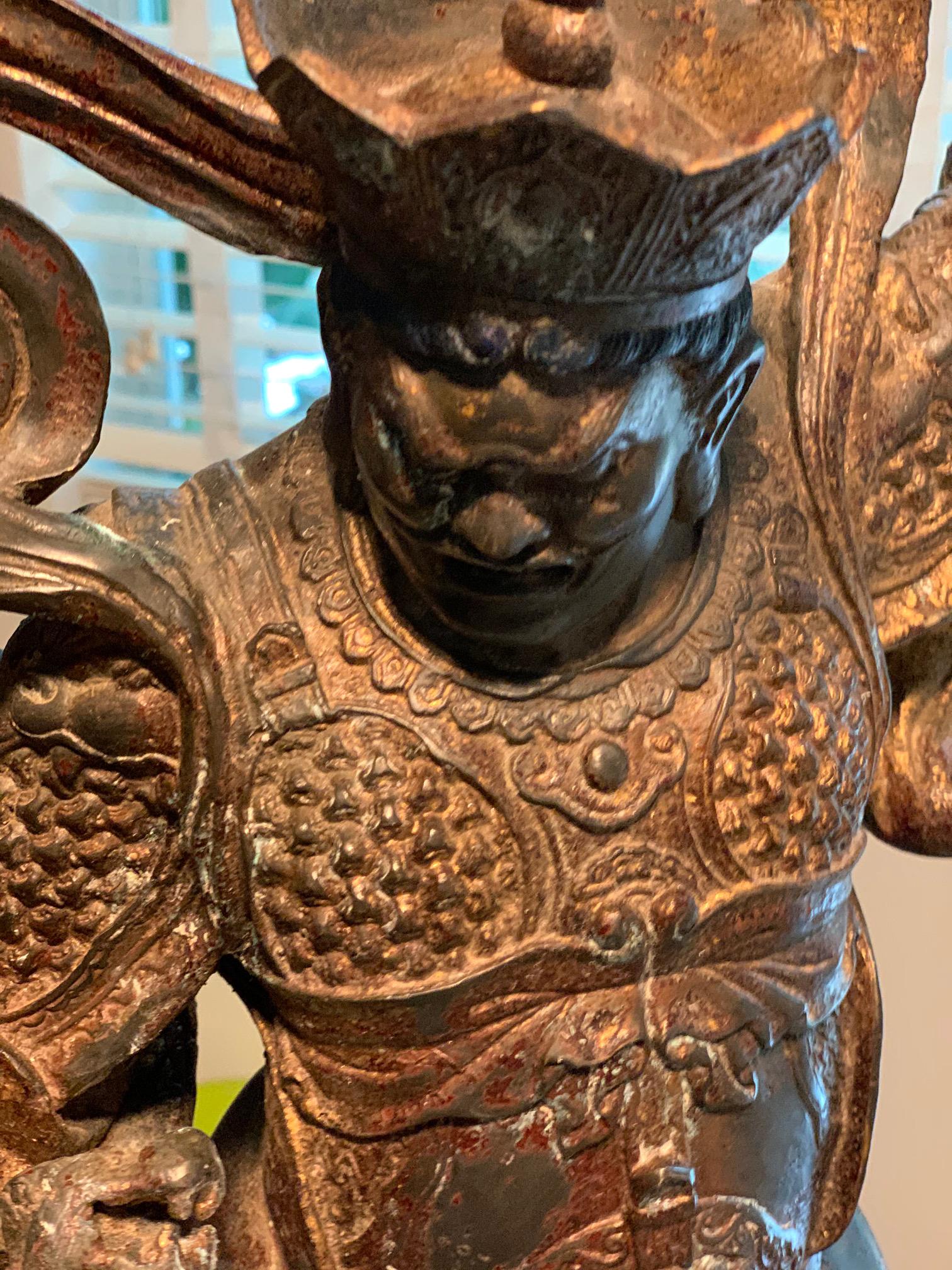 An Antique Statue of a Buddhist Guardian In Good Condition In Atlanta, GA