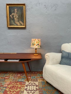 1920s Antique Swedish Art Deco Table Lamp, Beechwood & Brass