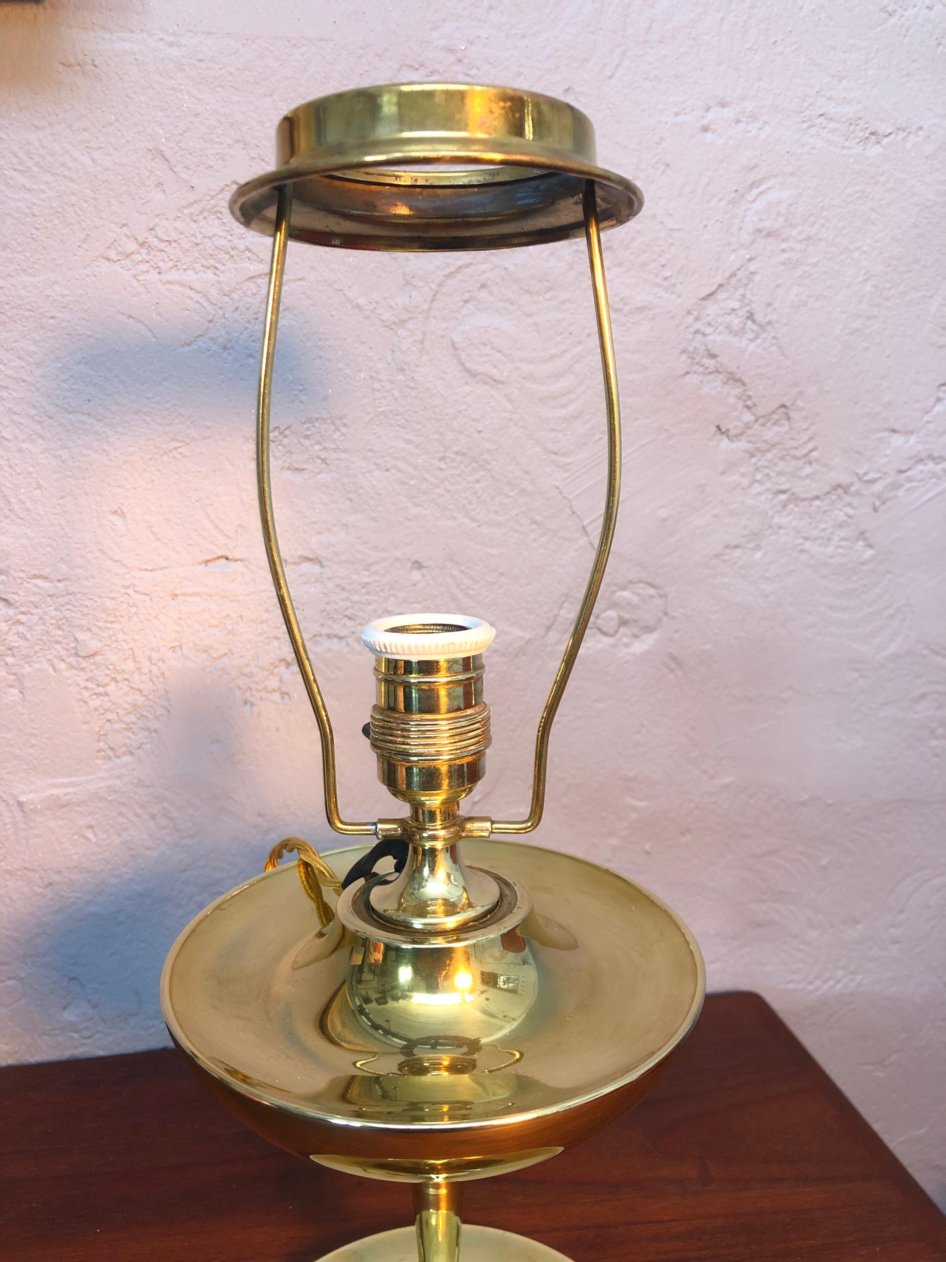 Late 19th Century Antique Swedish Brass Oil Lampe by Böhlmarks of Stockholm For Sale