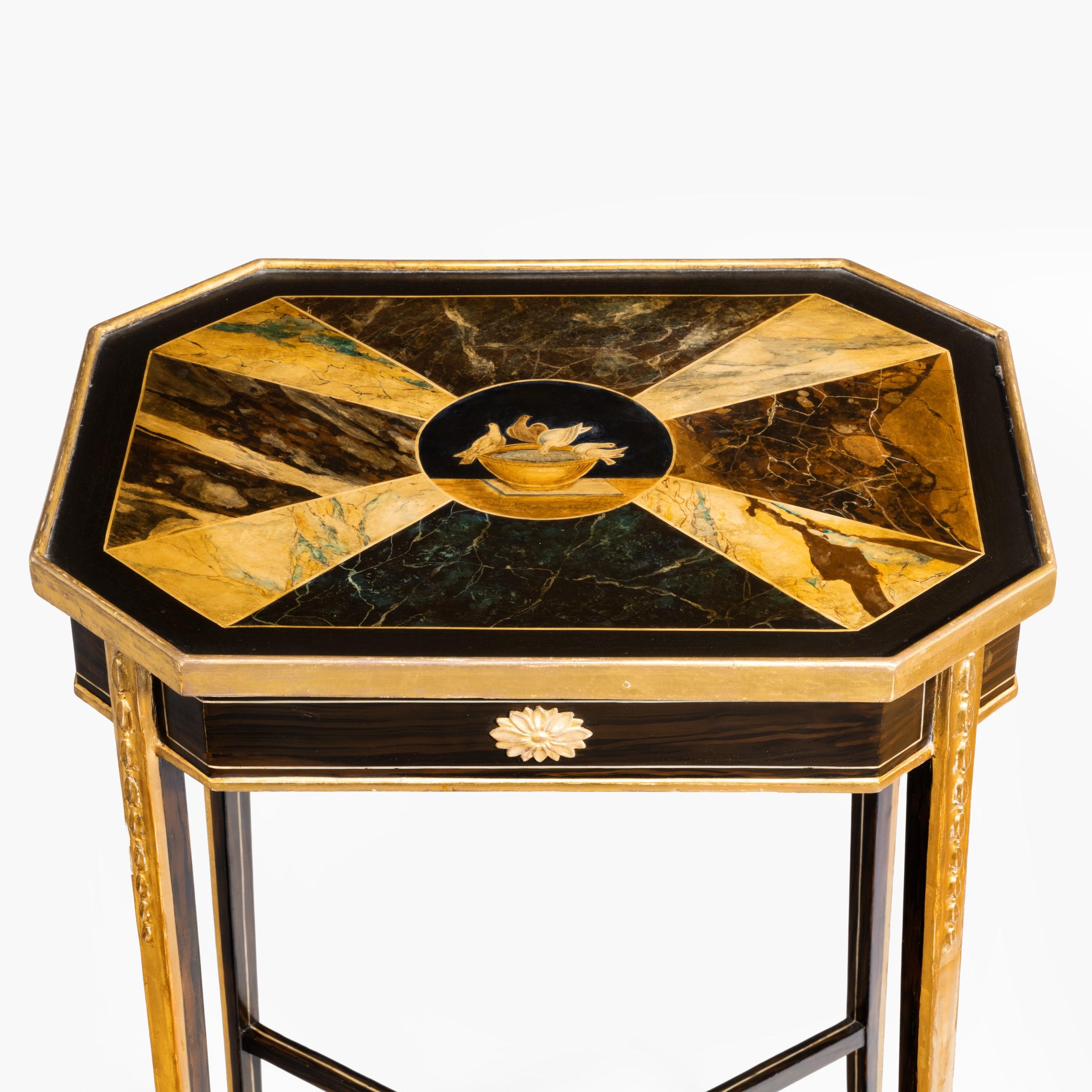 Antique Trompe l'Œuil Painted Table in Simulated Marble In Excellent Condition For Sale In London, GB