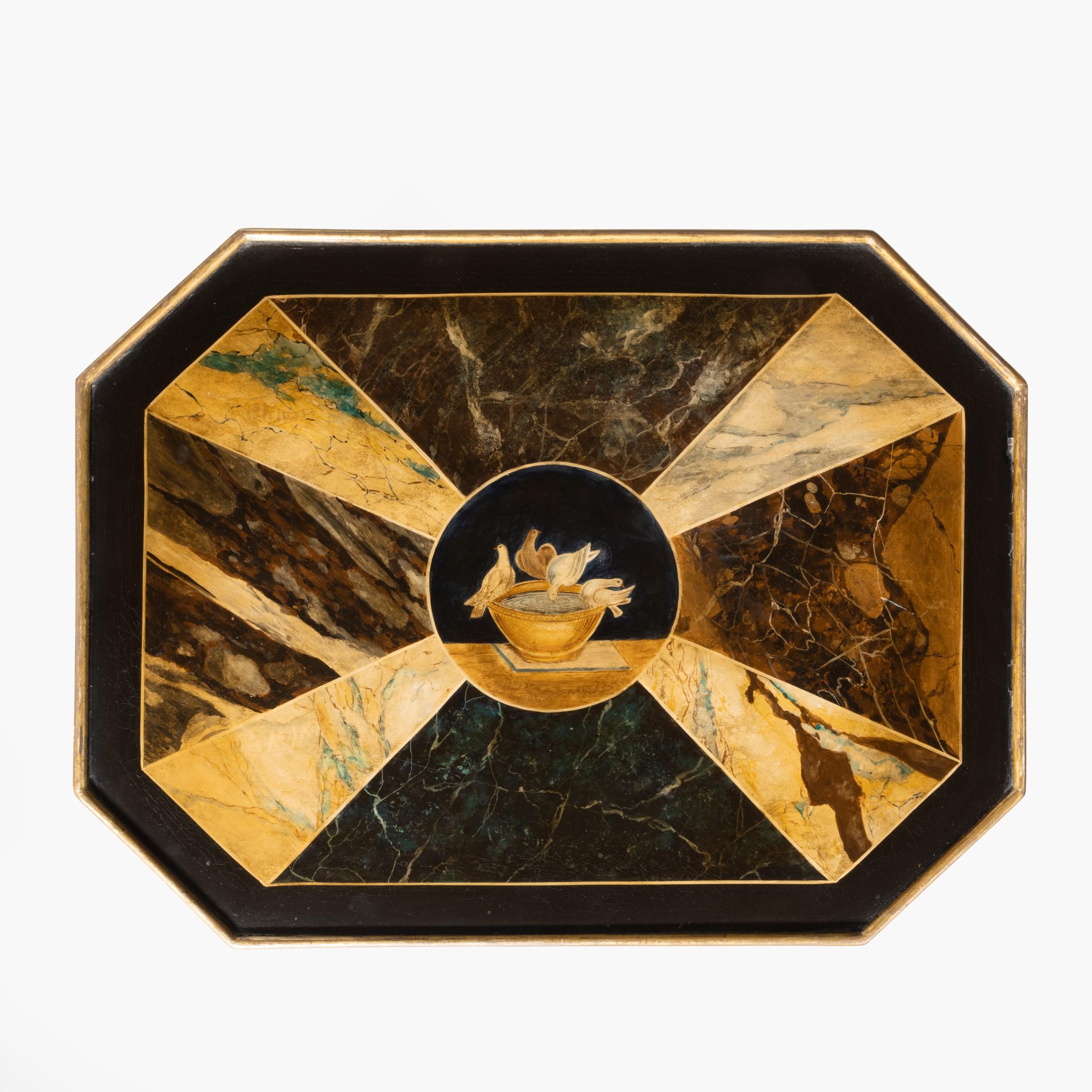 19th Century Antique Trompe l'Œuil Painted Table in Simulated Marble For Sale