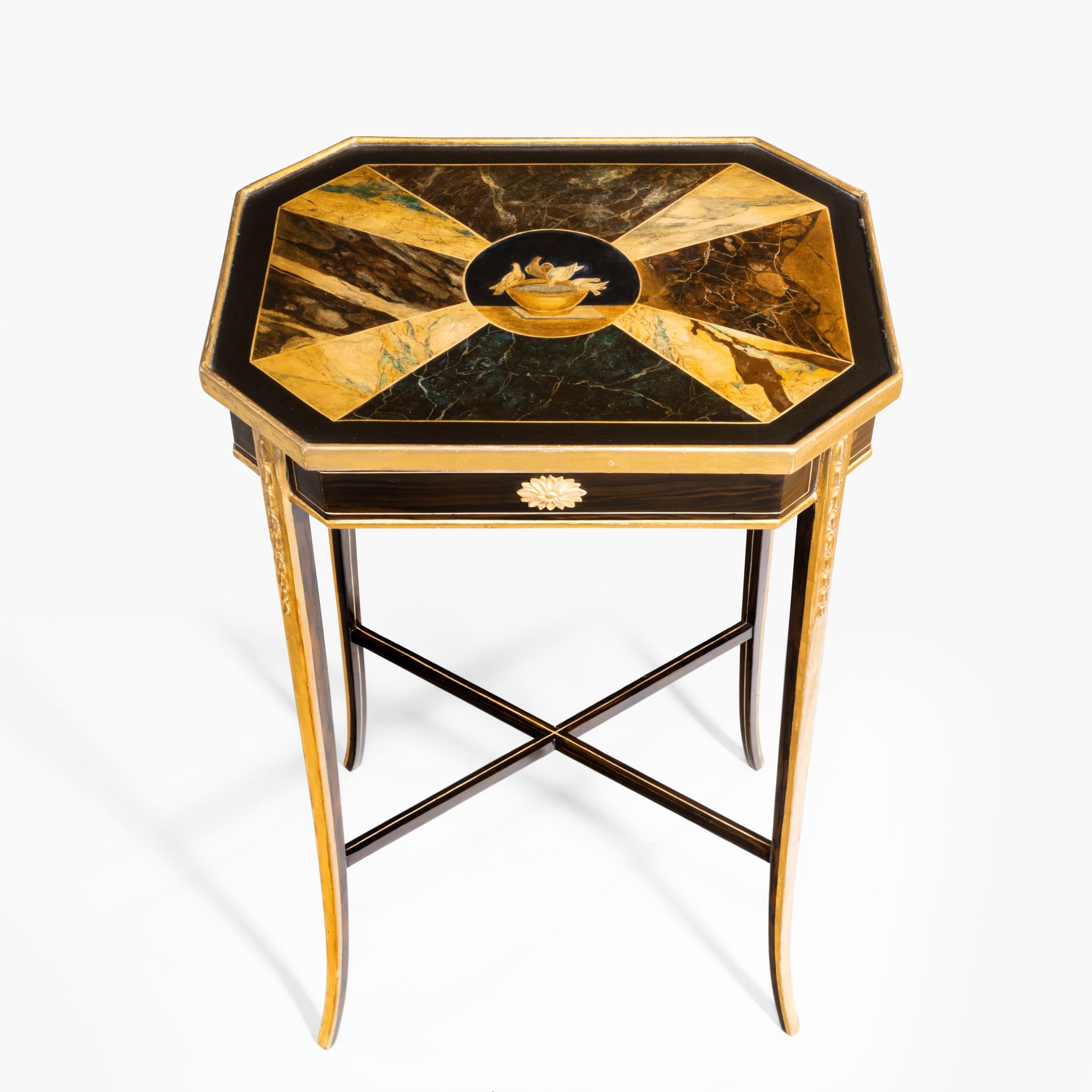 Antiker Trompe l'Œuil-Tisch aus simuliertem Marmor, antik im Angebot 1
