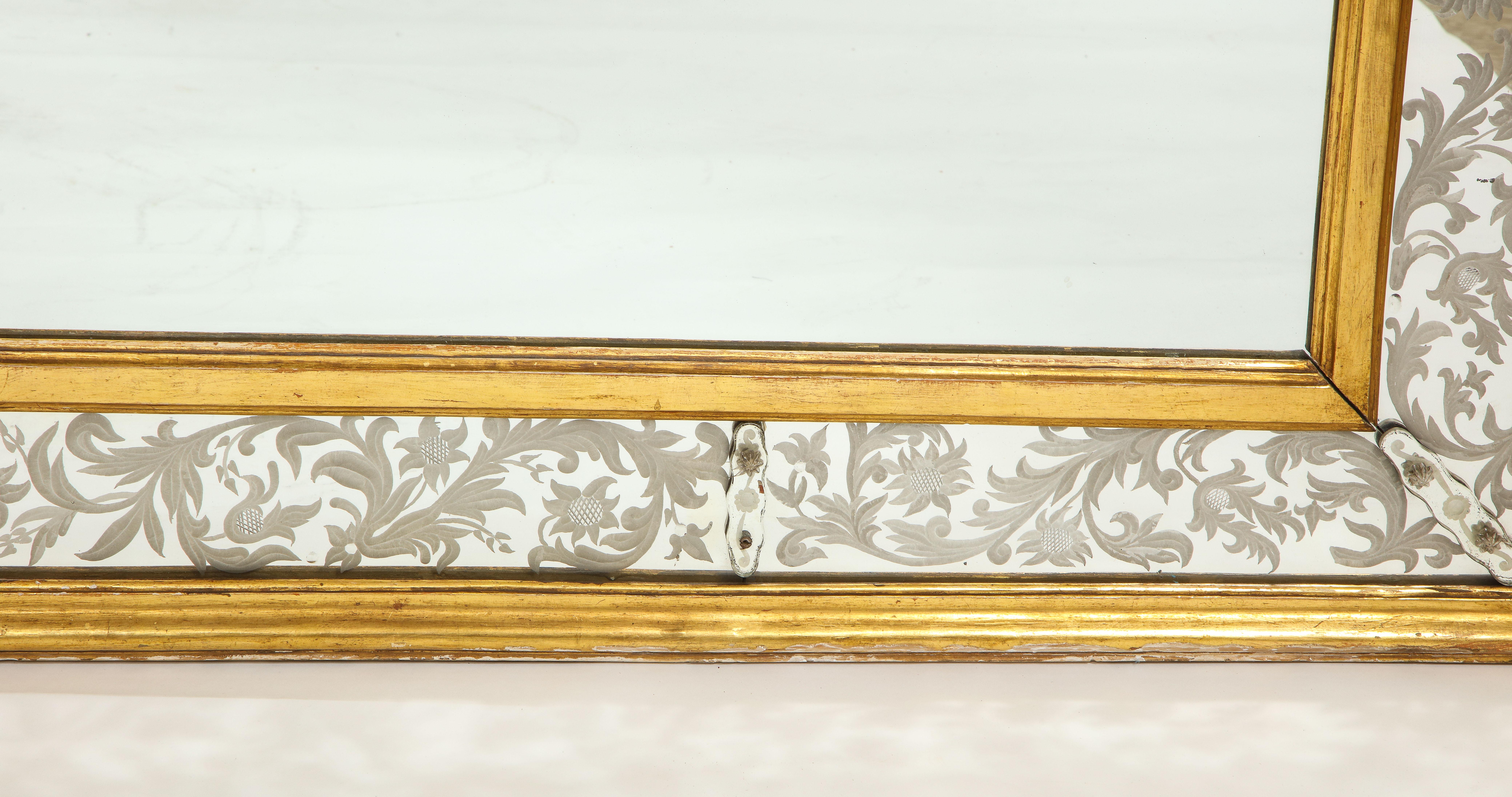 Antique Venetian 19th Century Giltwood Hand-Etched and Hand-Engraved Mirror 5