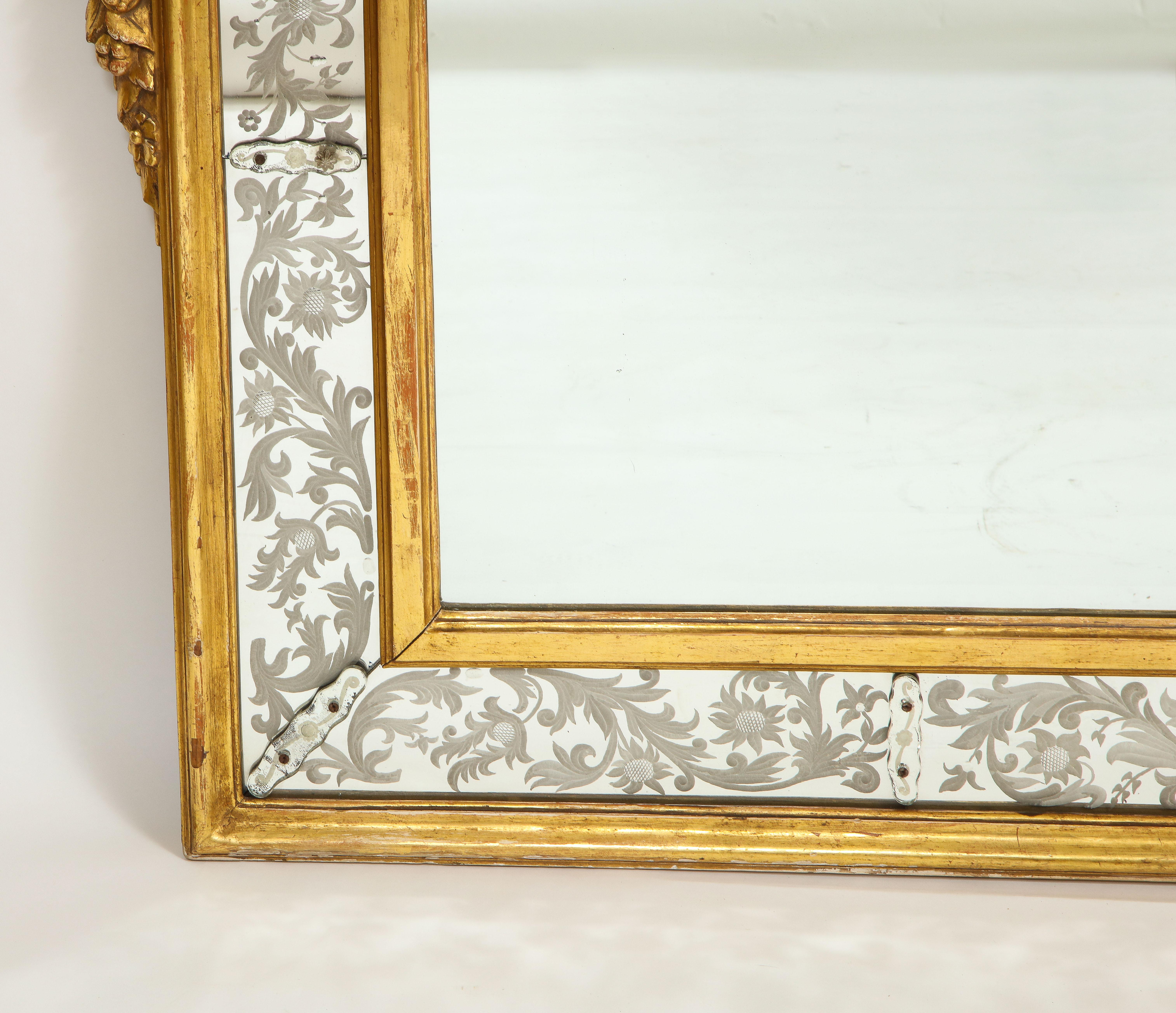 Antique Venetian 19th Century Giltwood Hand-Etched and Hand-Engraved Mirror 6