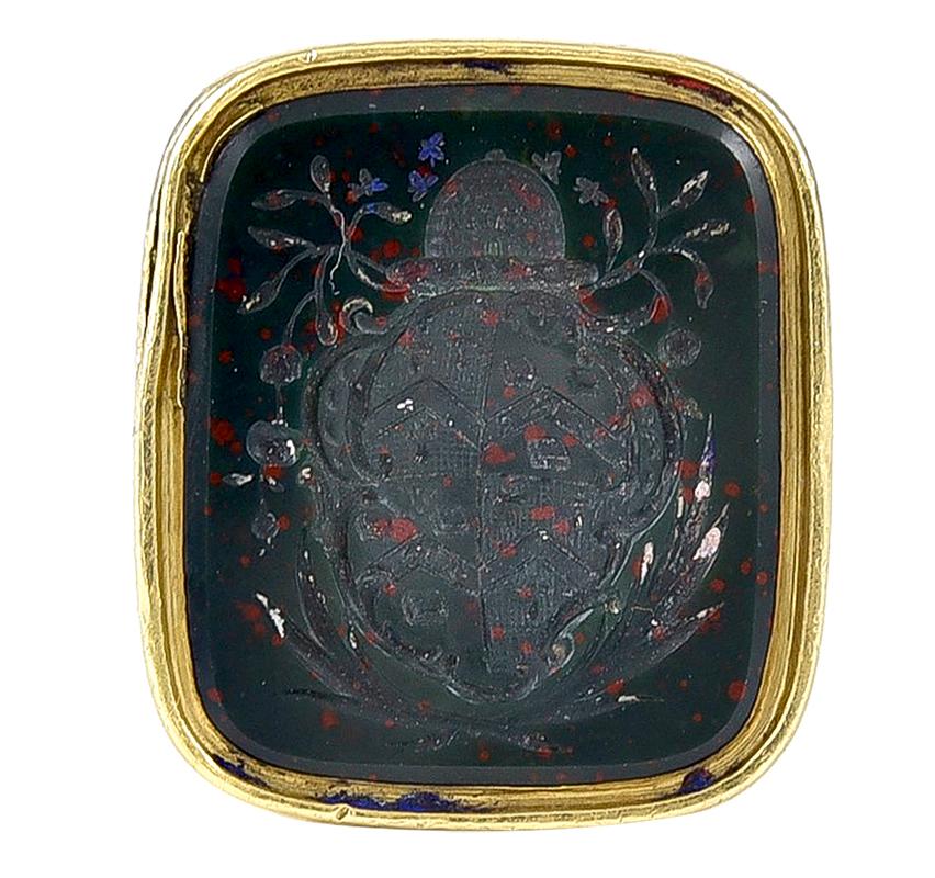 Women's or Men's Antique Victorian 18 Karat Gold and Bloodstone Intaglio Fob Seal For Sale
