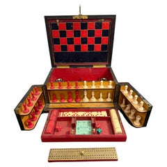An Antique Victorian Chess and Games Box, 19th Century