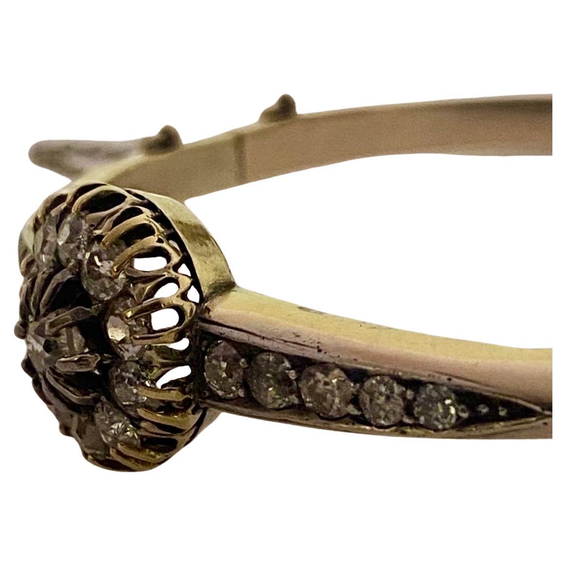 An Antique Victorian Gold and Old Cut Diamond Cluster Bangle Circa 1880 For Sale 6