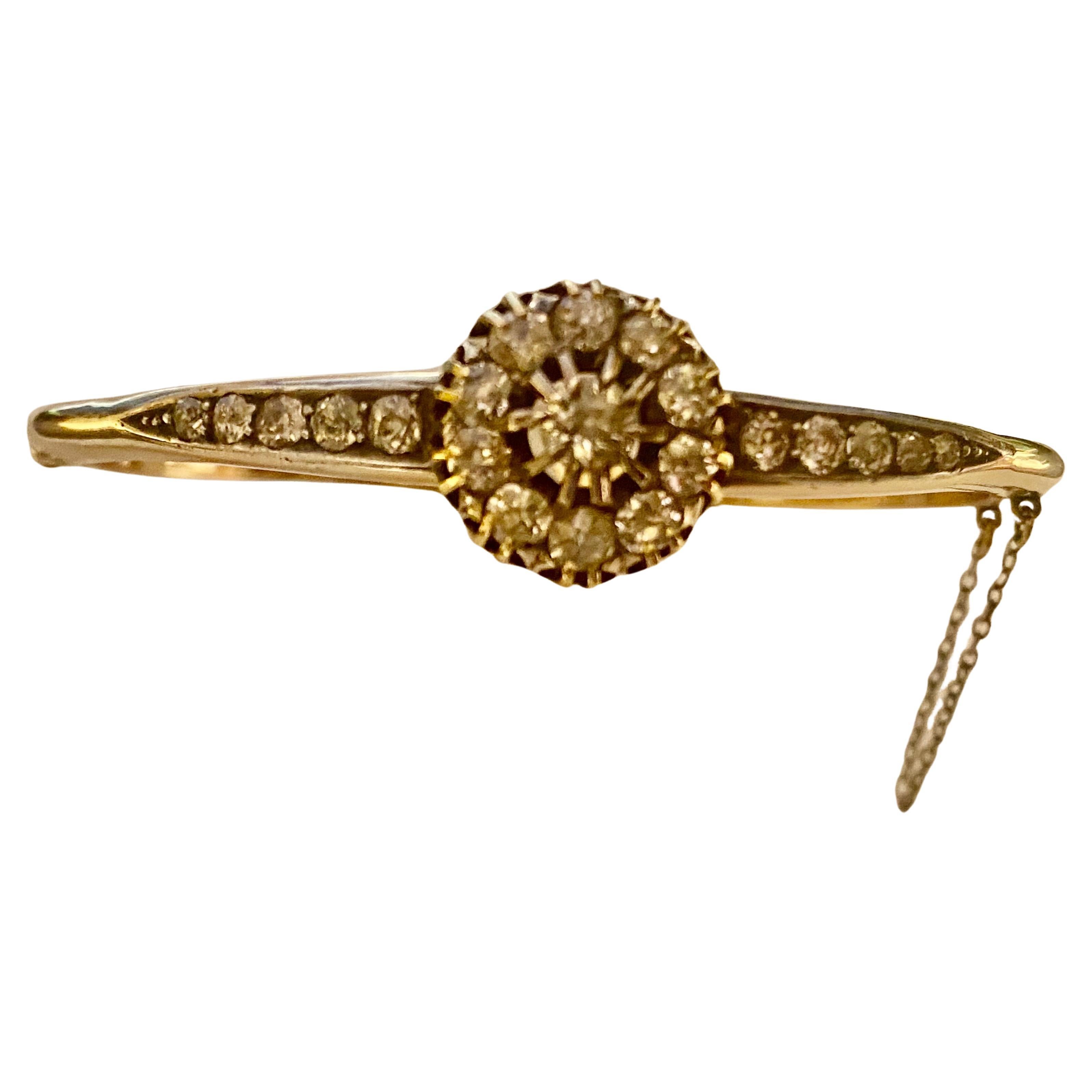 An Antique Victorian Gold and Old Cut Diamond Cluster Bangle Circa 1880 For Sale 8