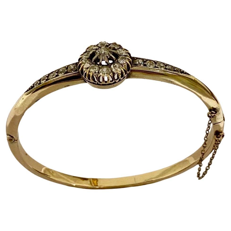 Antiker viktorianischer Gold- und Diamant-Cluster-Armreif im Altschliff, um 1880 im Angebot 9