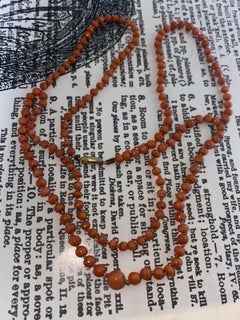 An Antique Victorian Mediterranean Coral Necklace with 18K Yellow Gold Clasp