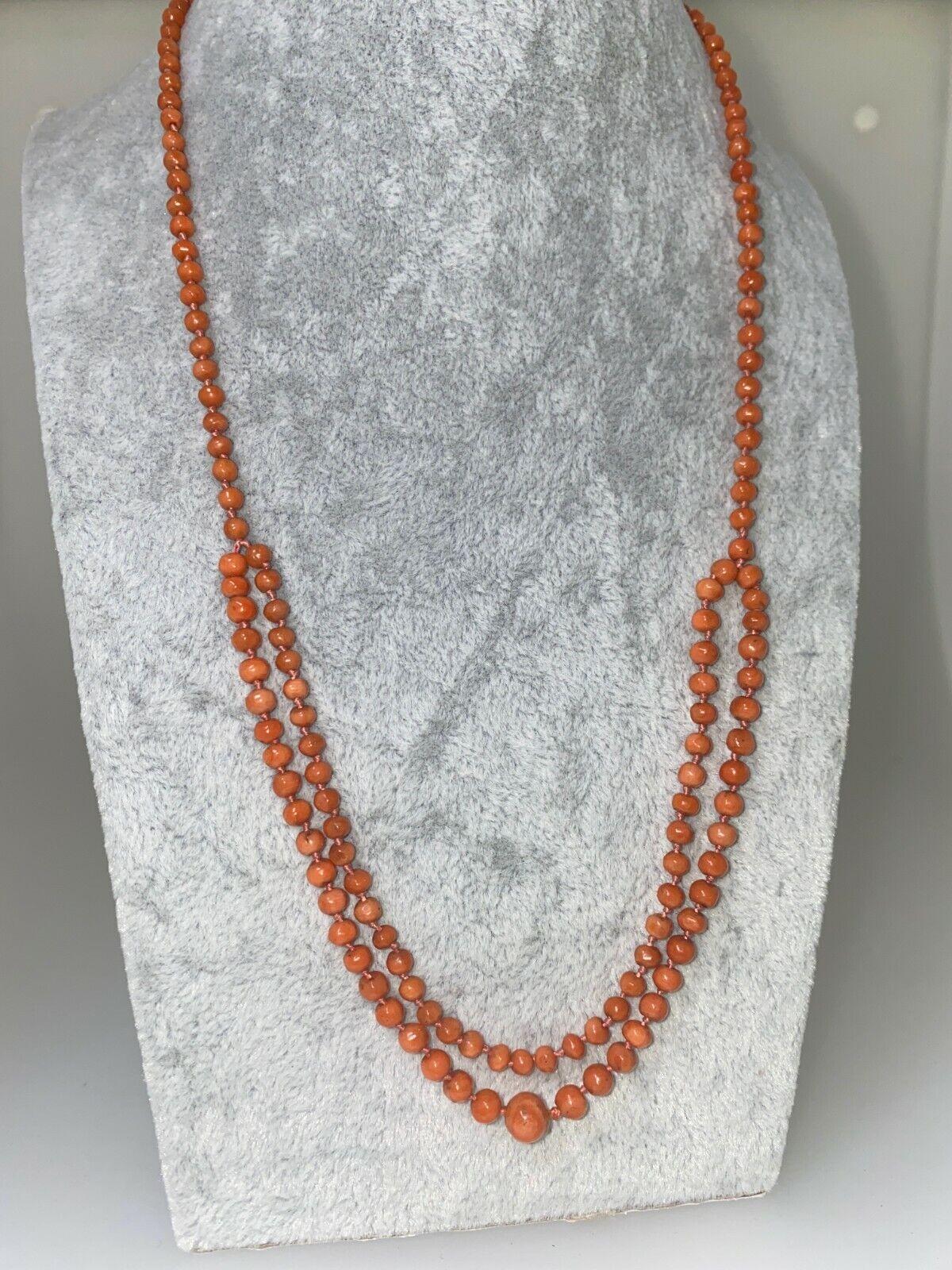 Bead An Antique Victorian Mediterranean Coral Necklace with 18K Yellow Gold Clasp For Sale