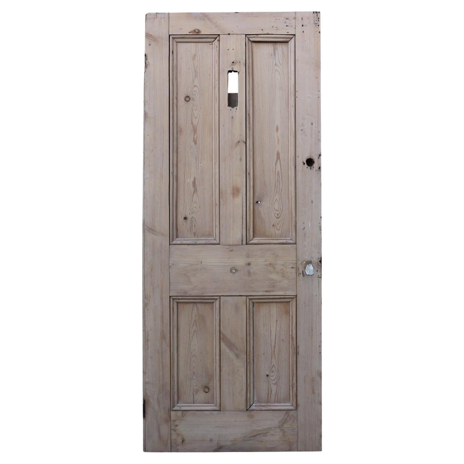 Antique Victorian Stripped Pine Front Door For Sale