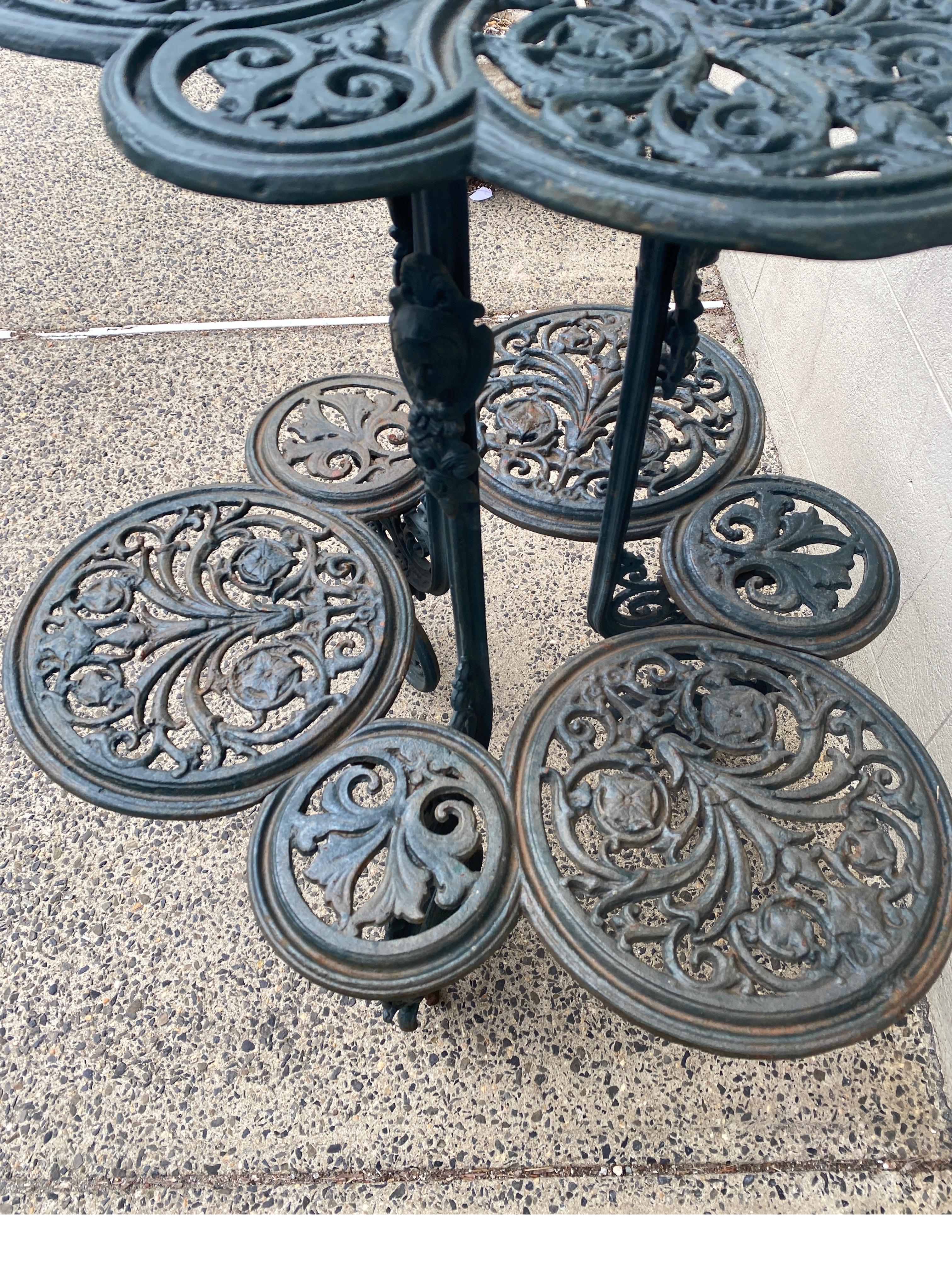 Antique Victorian Style Tiered Cast Iron Garden Plant Stand In Good Condition In Lambertville, NJ