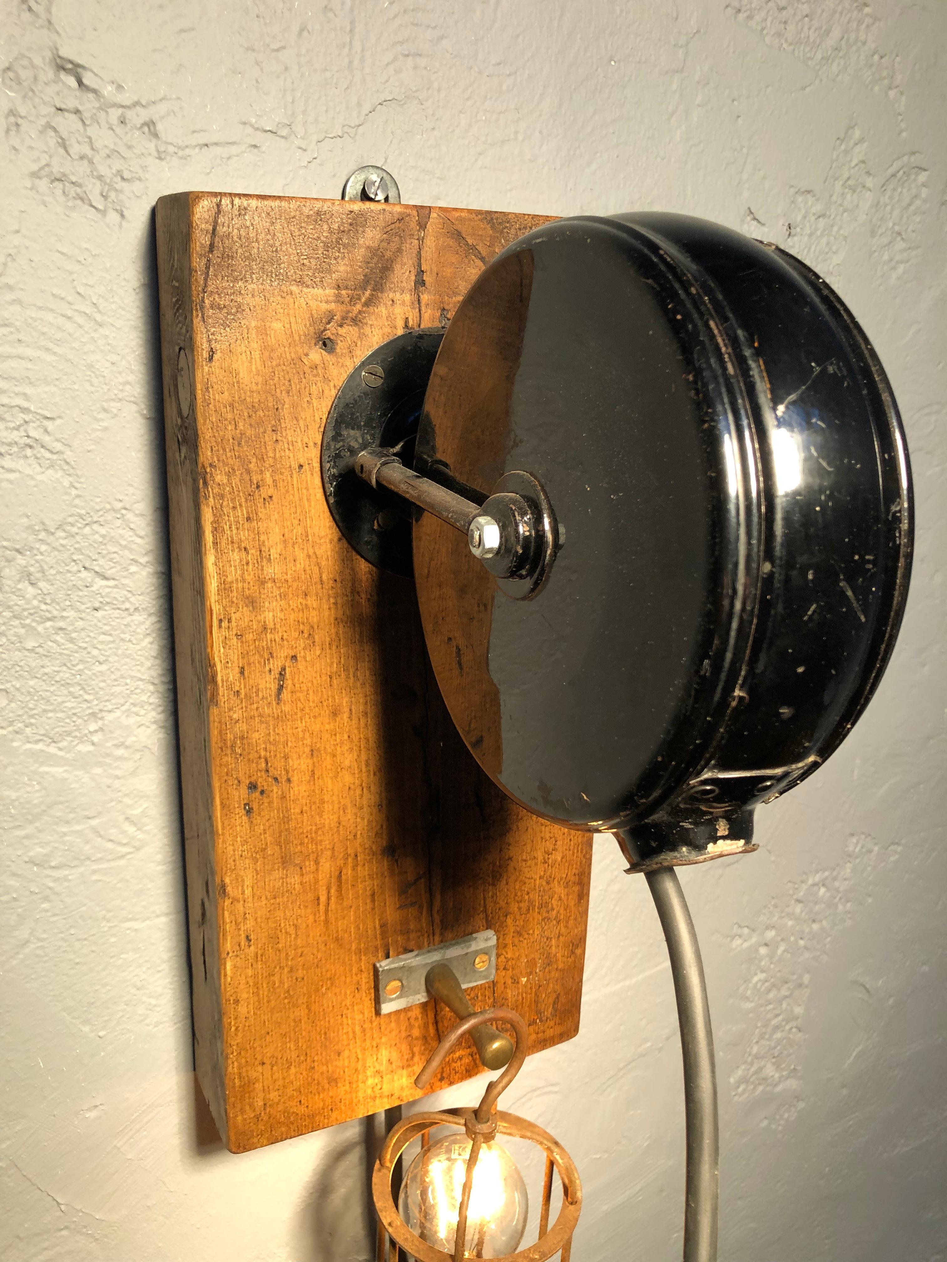 Antique Wall Mounted Reel Caged Industrial Lamp 5