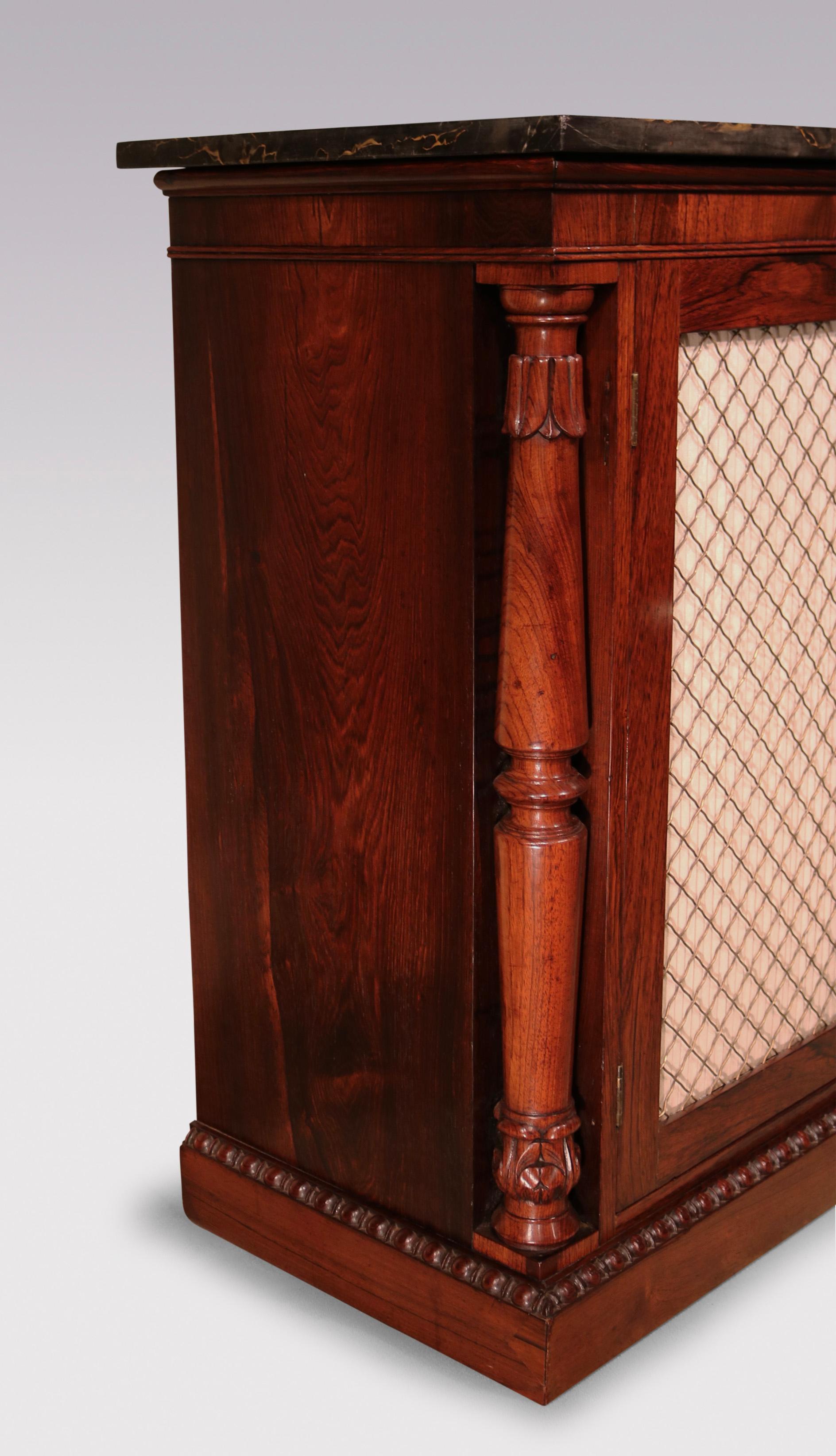 Regency Antique William iv Period Rosewood Chiffonier with a Marble Top For Sale