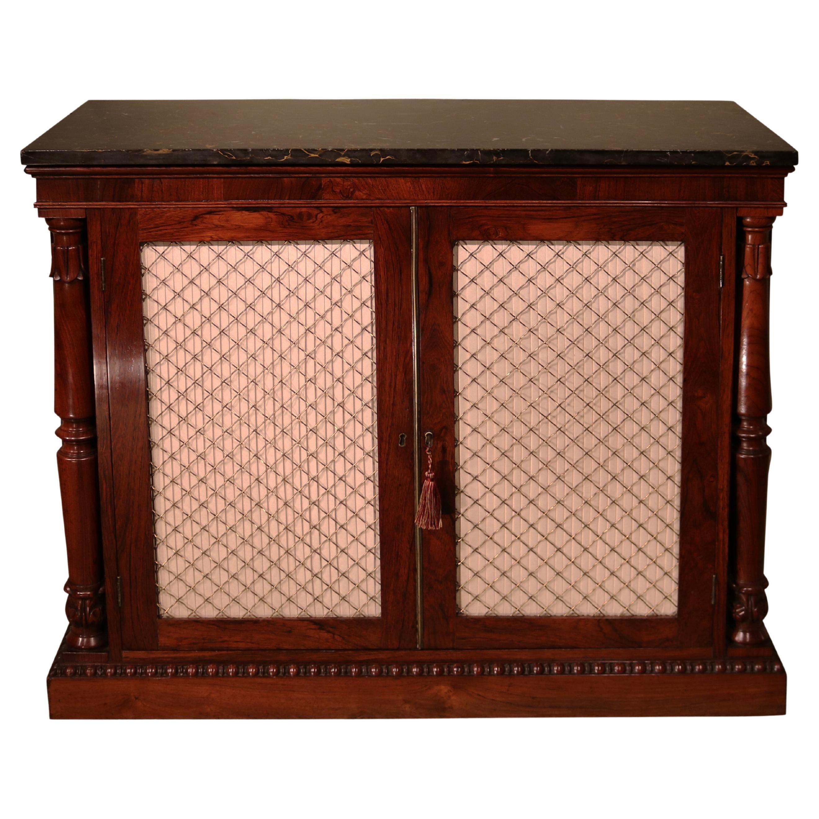 Antique William iv Period Rosewood Chiffonier with a Marble Top For Sale