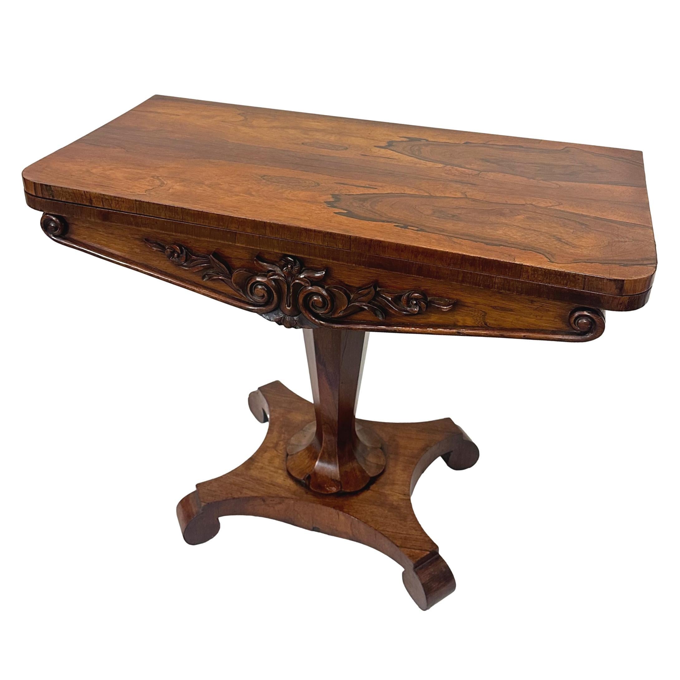 Hand-Crafted An Antique William IV Rosewood Period Card Table & Side Table, English, ca. 1835 For Sale