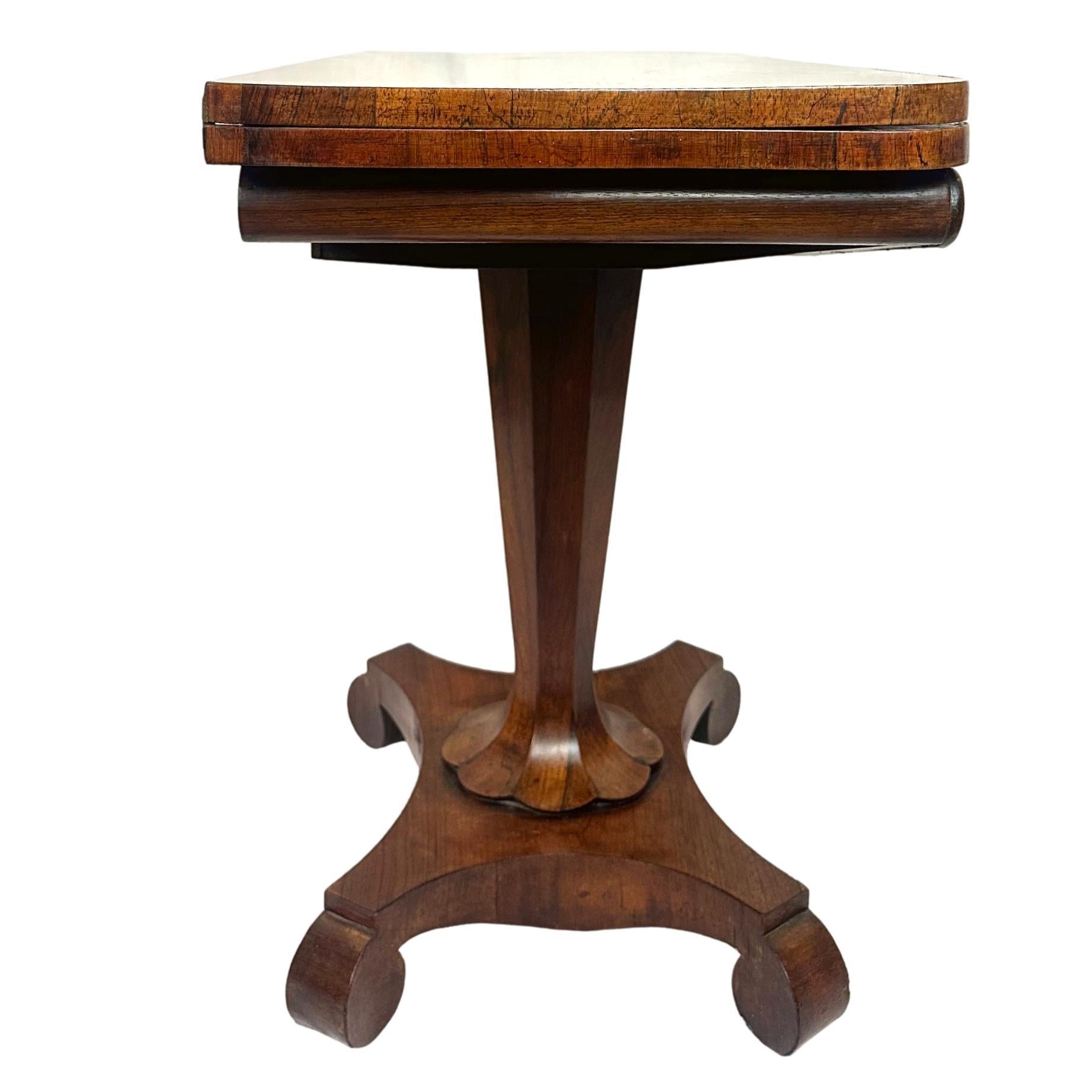 An Antique William IV Rosewood Period Card Table & Side Table, English, ca. 1835 In Good Condition For Sale In Banner Elk, NC