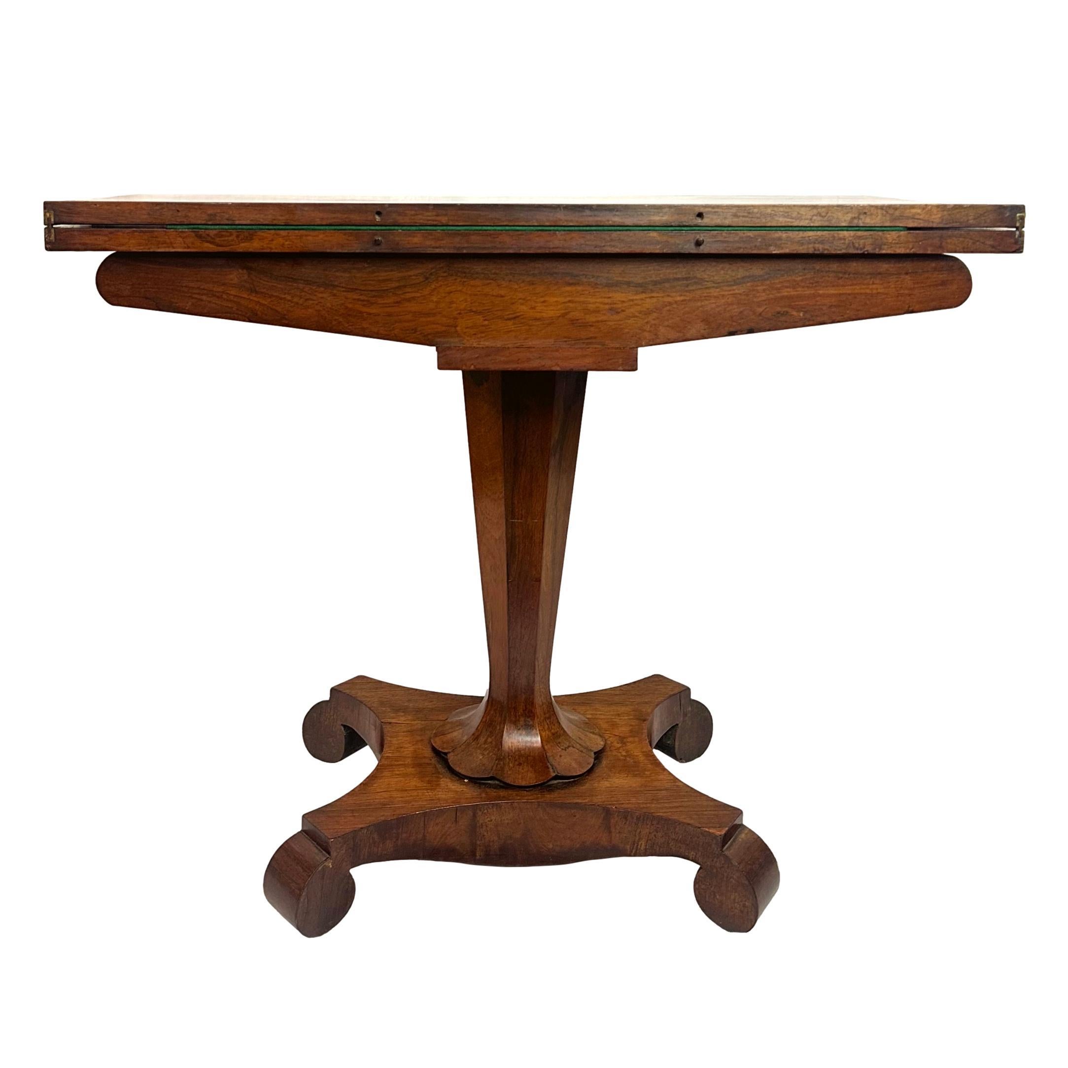 Mid-19th Century An Antique William IV Rosewood Period Card Table & Side Table, English, ca. 1835 For Sale
