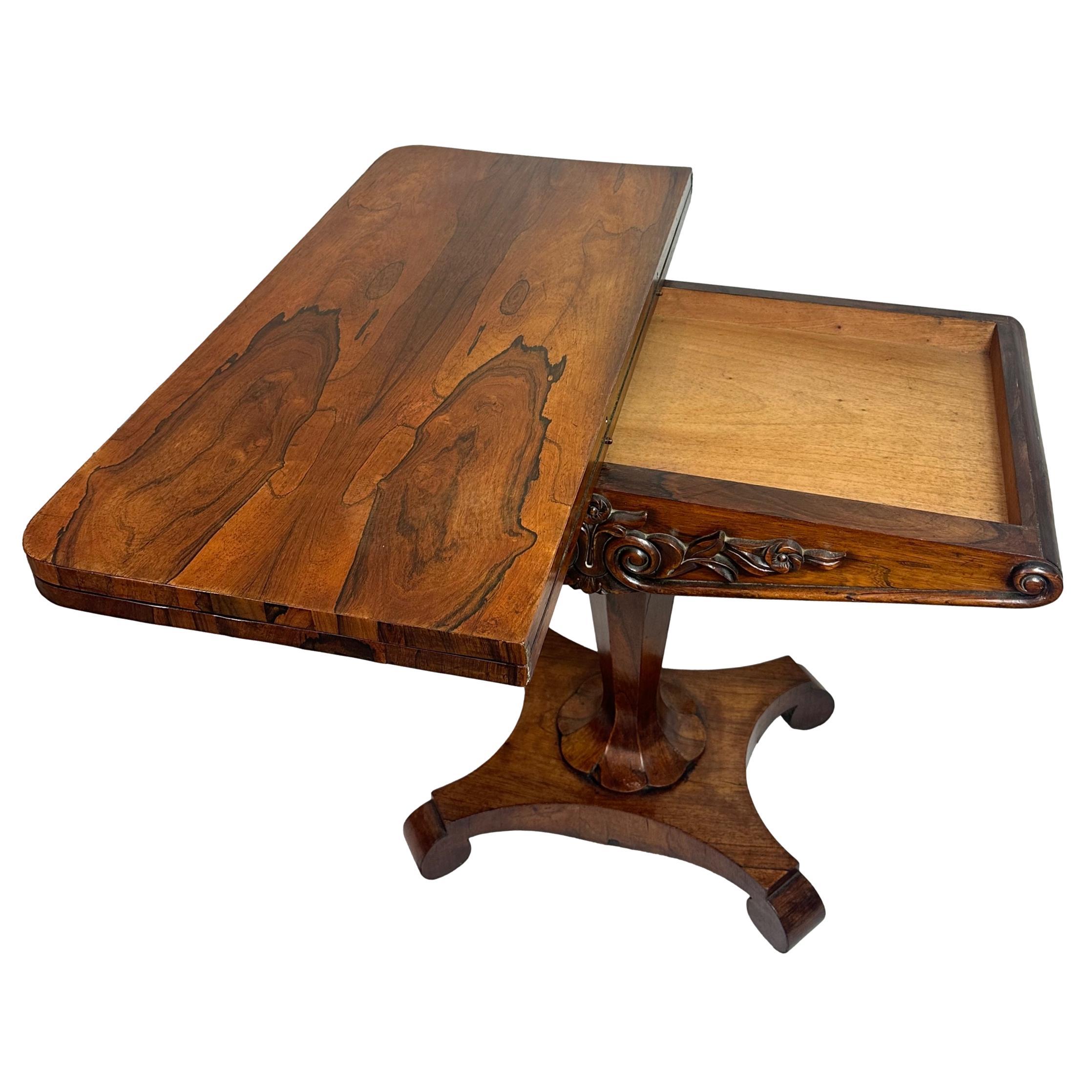 An Antique William IV Rosewood Period Card Table & Side Table, English, ca. 1835 2