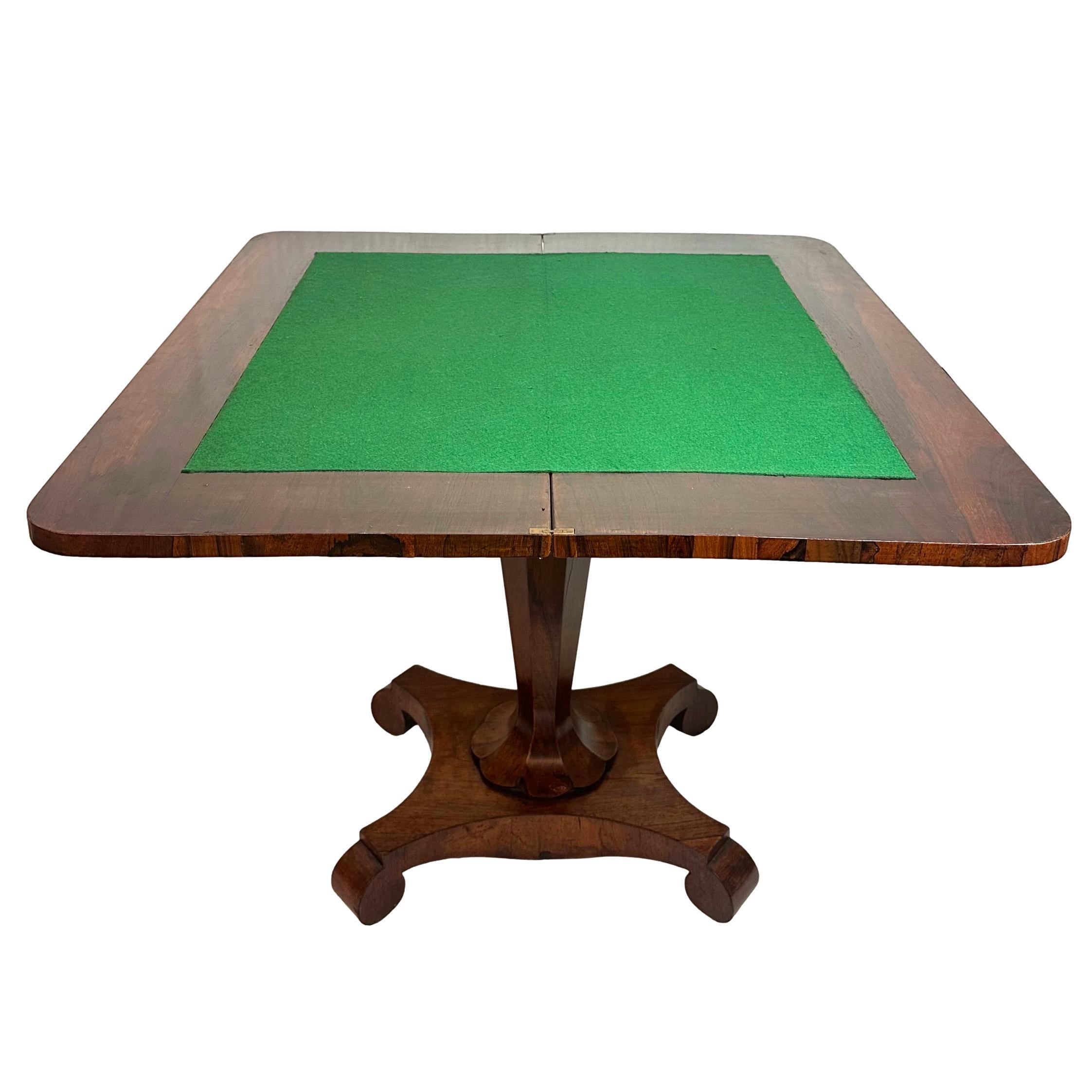 Ancienne table de poker et table d'appoint d'époque William IV en bois de rose, anglaise, vers 1835 en vente 1